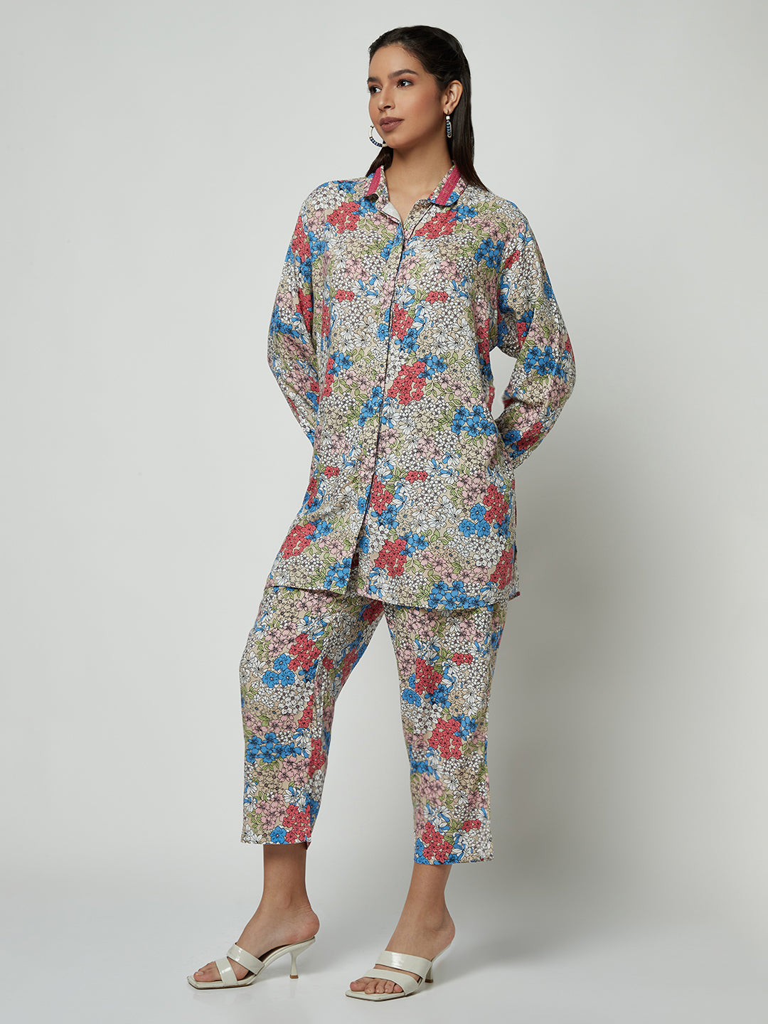 Floral Shirt Kurta and Pant Set