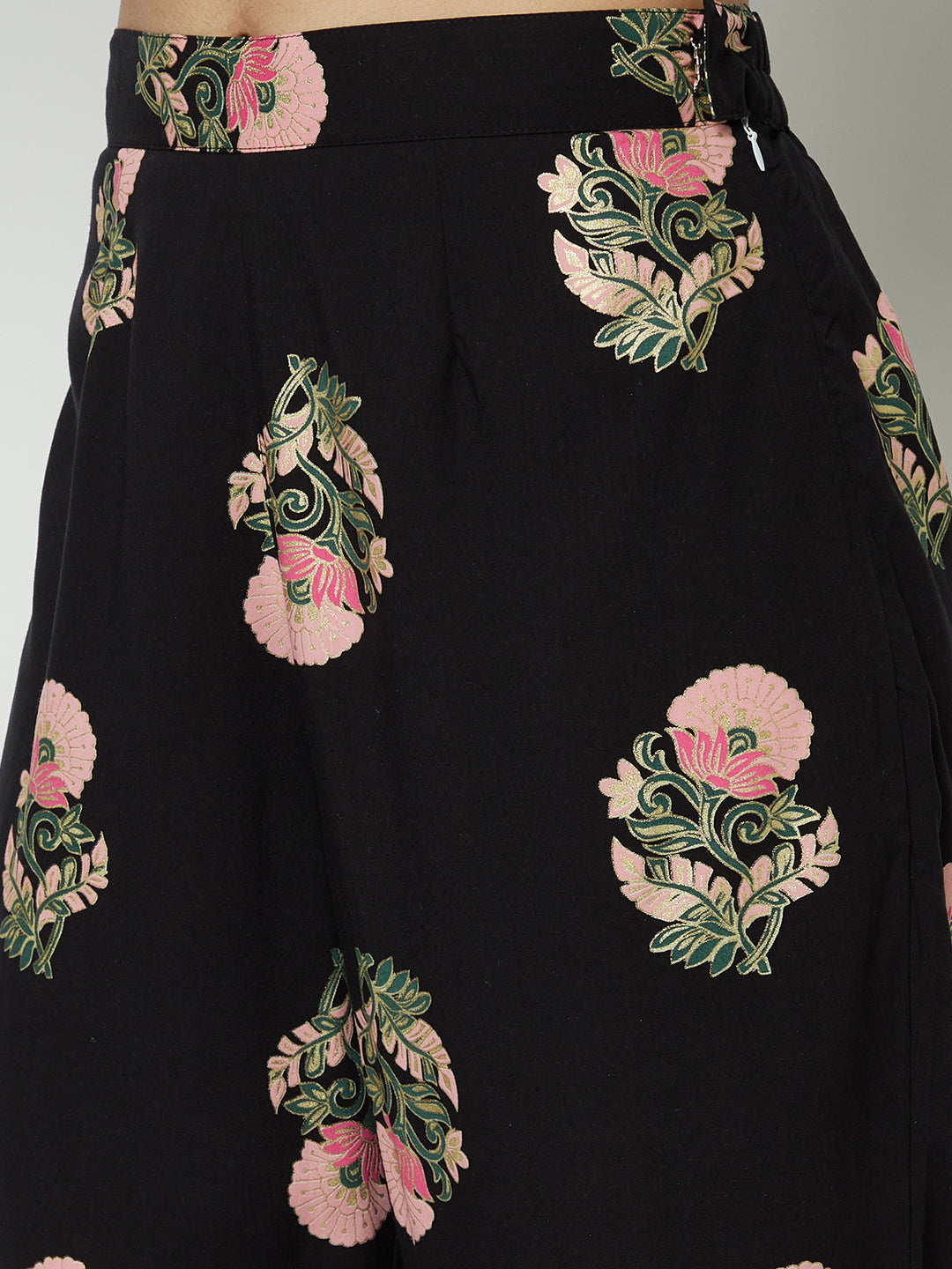 Black and Gold Printed Kurta Set