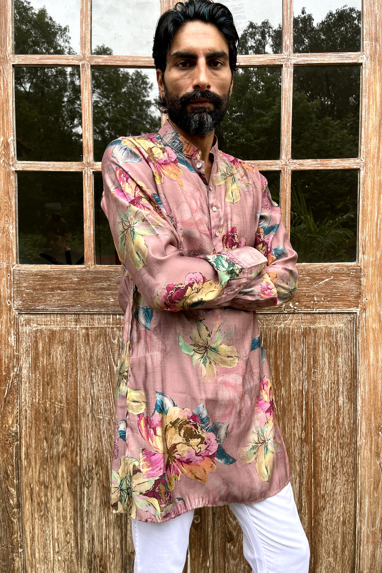 Lilac Floral Print Kurta Set