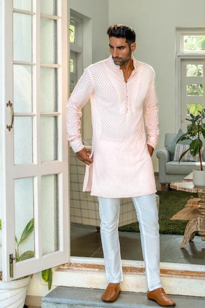 Pale Pink Embroidered Kurta Set - Spring Break