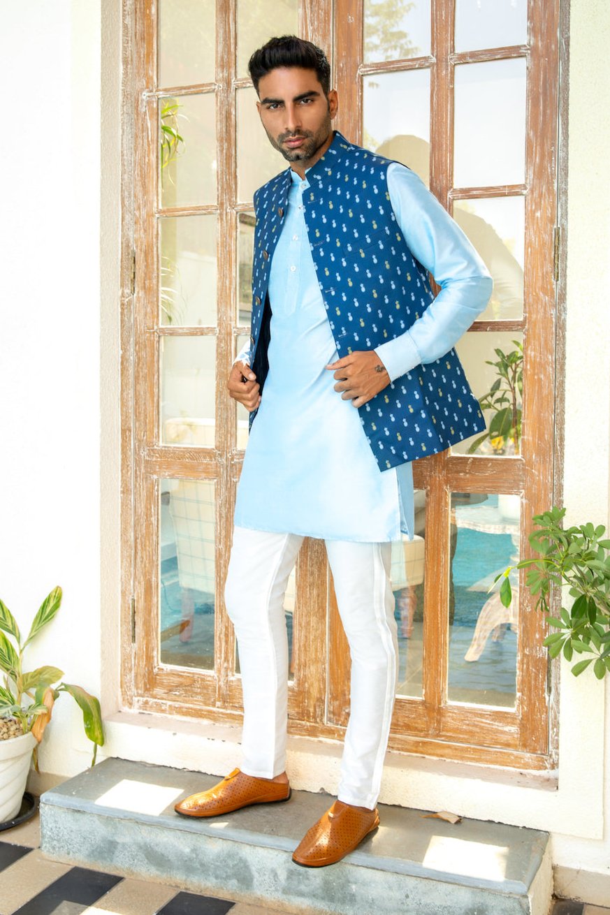 Pineapple Bundi Jacket with Kurta Set - Spring Break