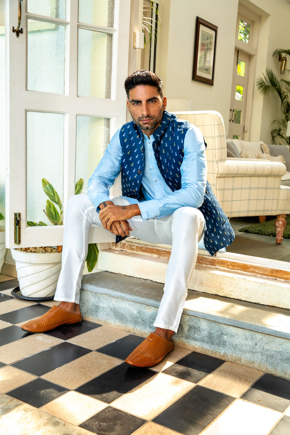 Pineapple Bundi Jacket with Kurta Set - Spring Break