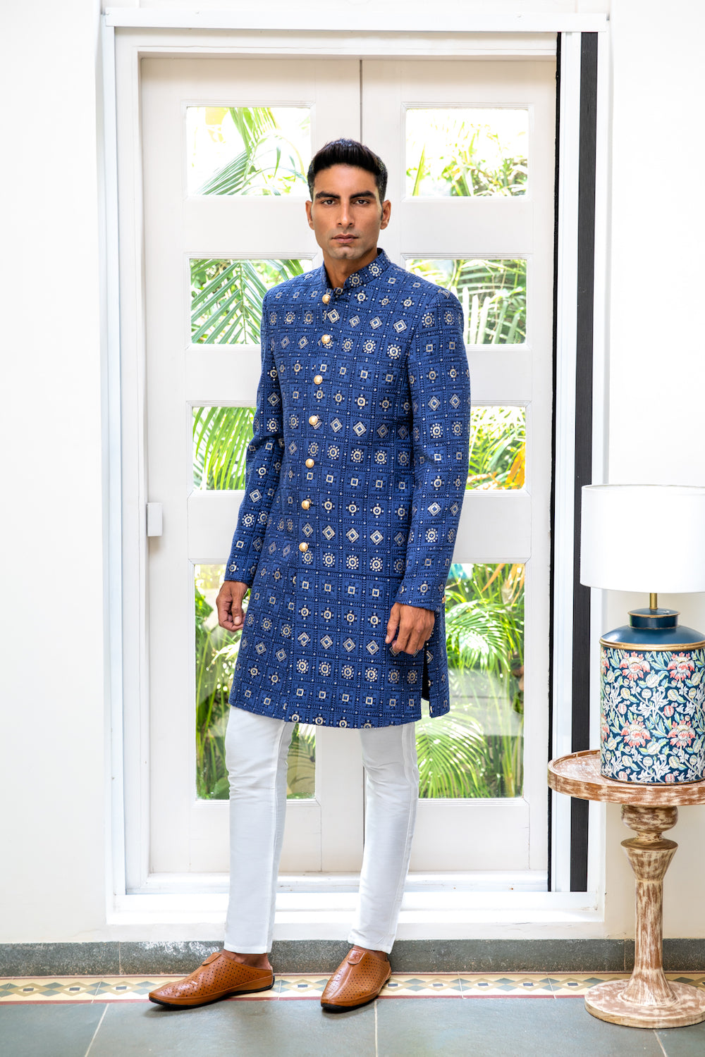 Navy Blue Embroidered Sherwani Set - Spring Break