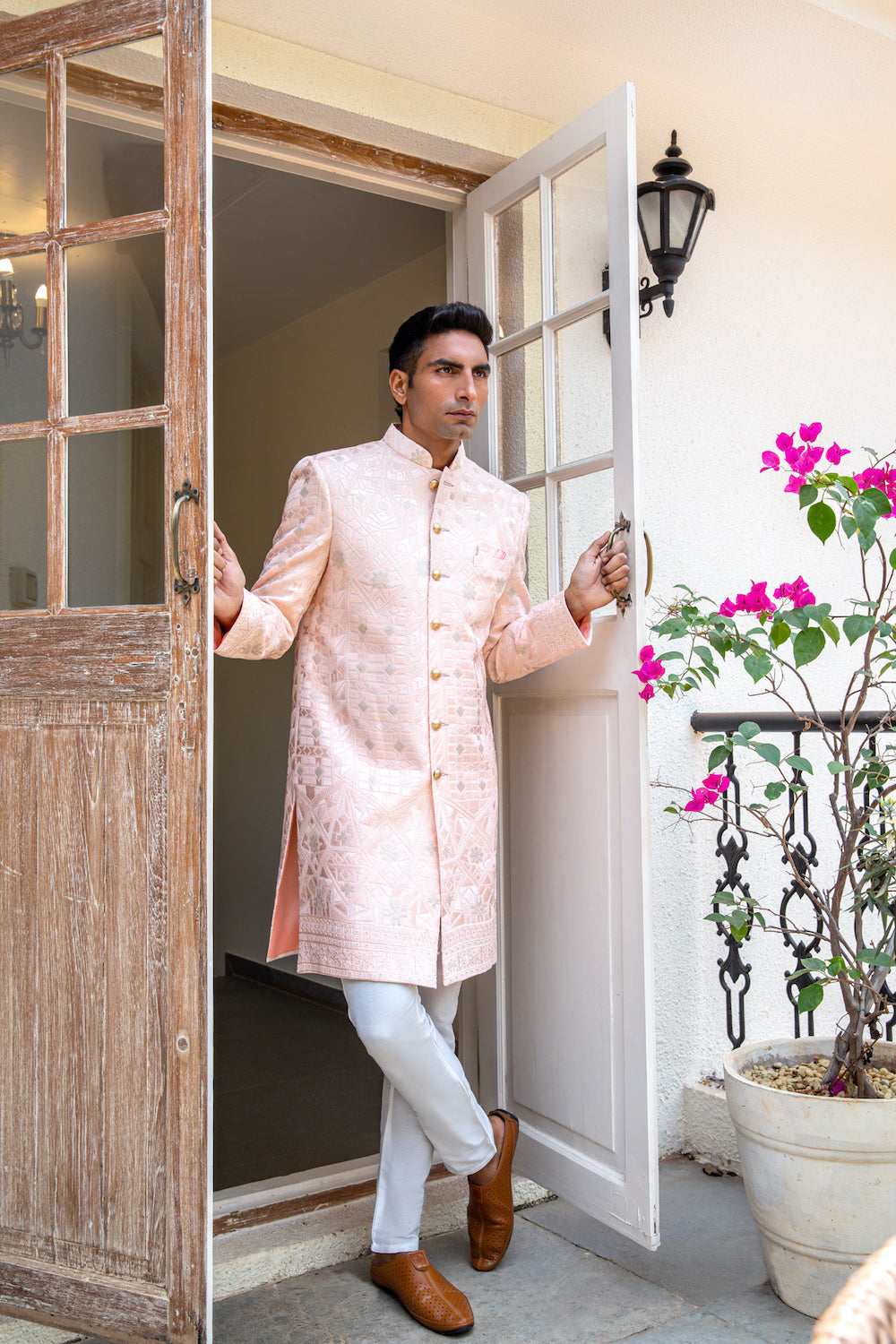 Light Pink Embroidered Sherwani Set - Spring Break