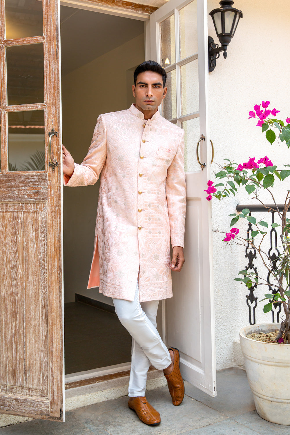 Light Pink Embroidered Sherwani Set - Spring Break