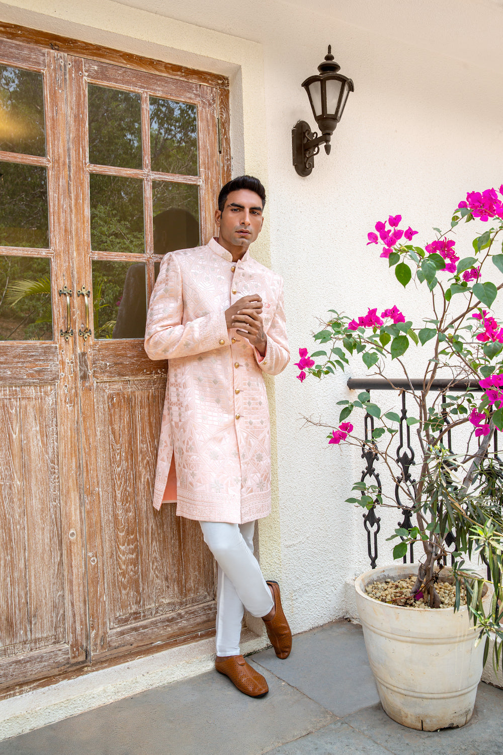 Light Pink Embroidered Sherwani Set - Spring Break