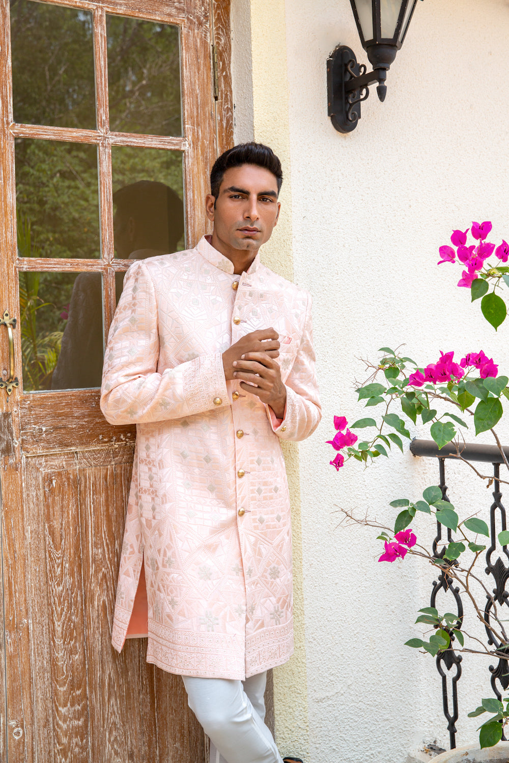 Light Pink Embroidered Sherwani Set - Spring Break