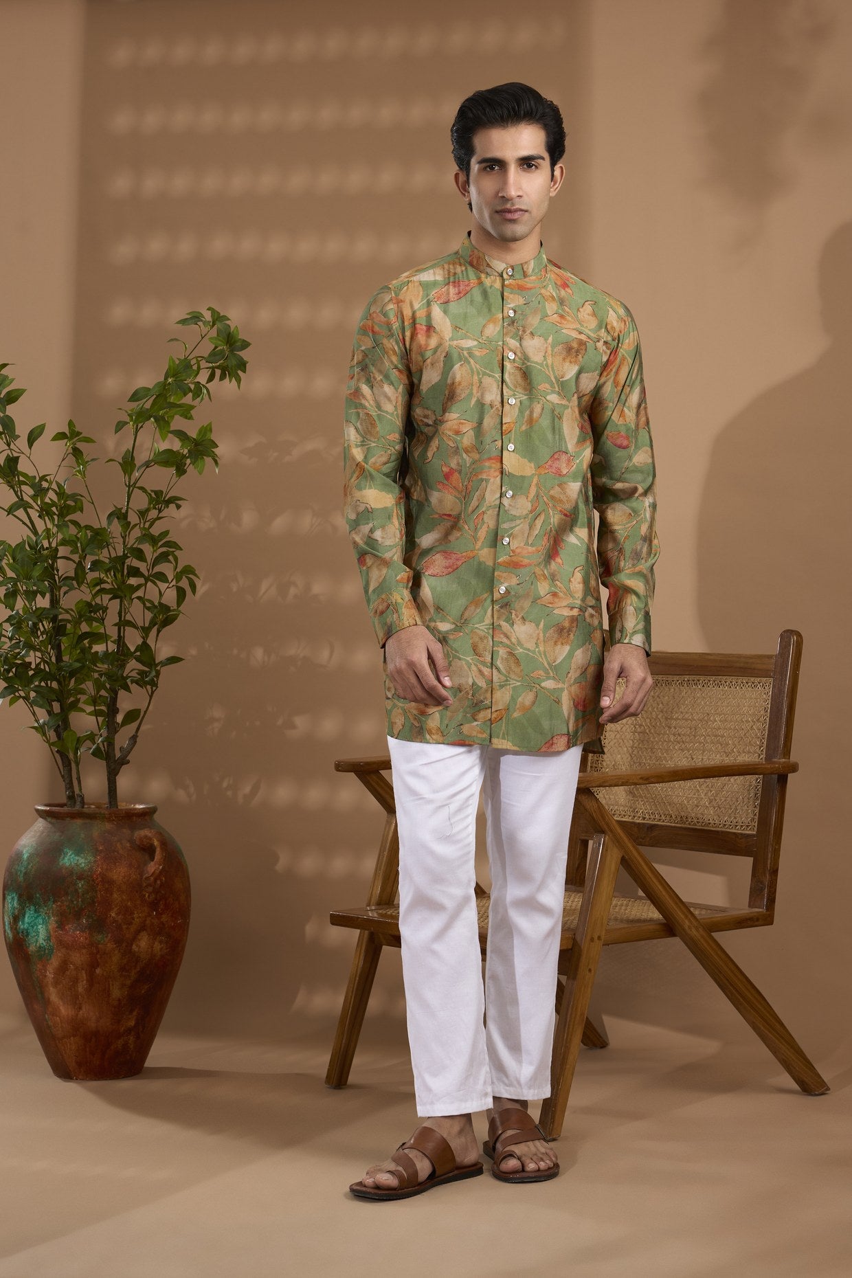 Green Blended Silk Kurta - Spring Break