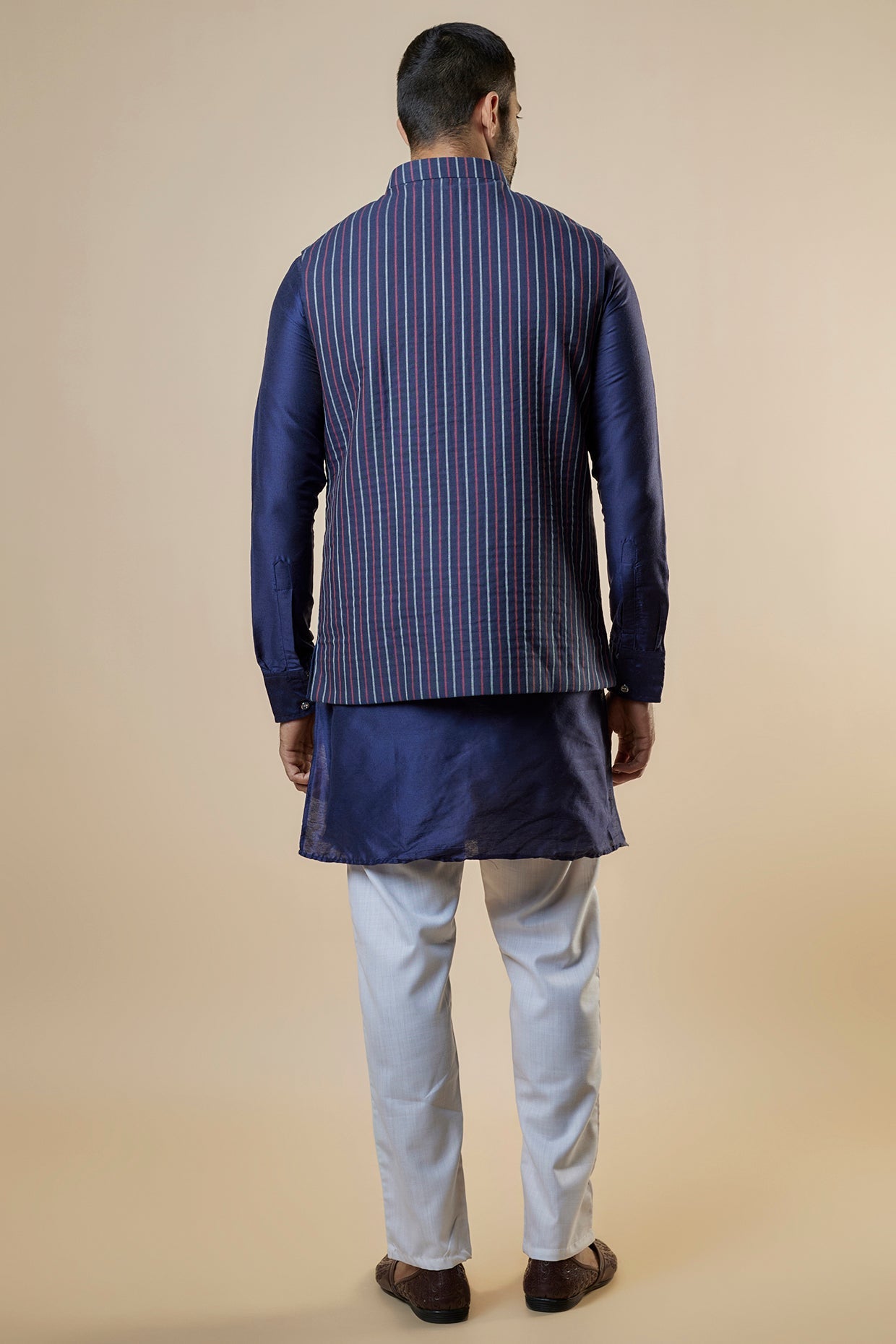 Denim Stripe Nehru Jacket
