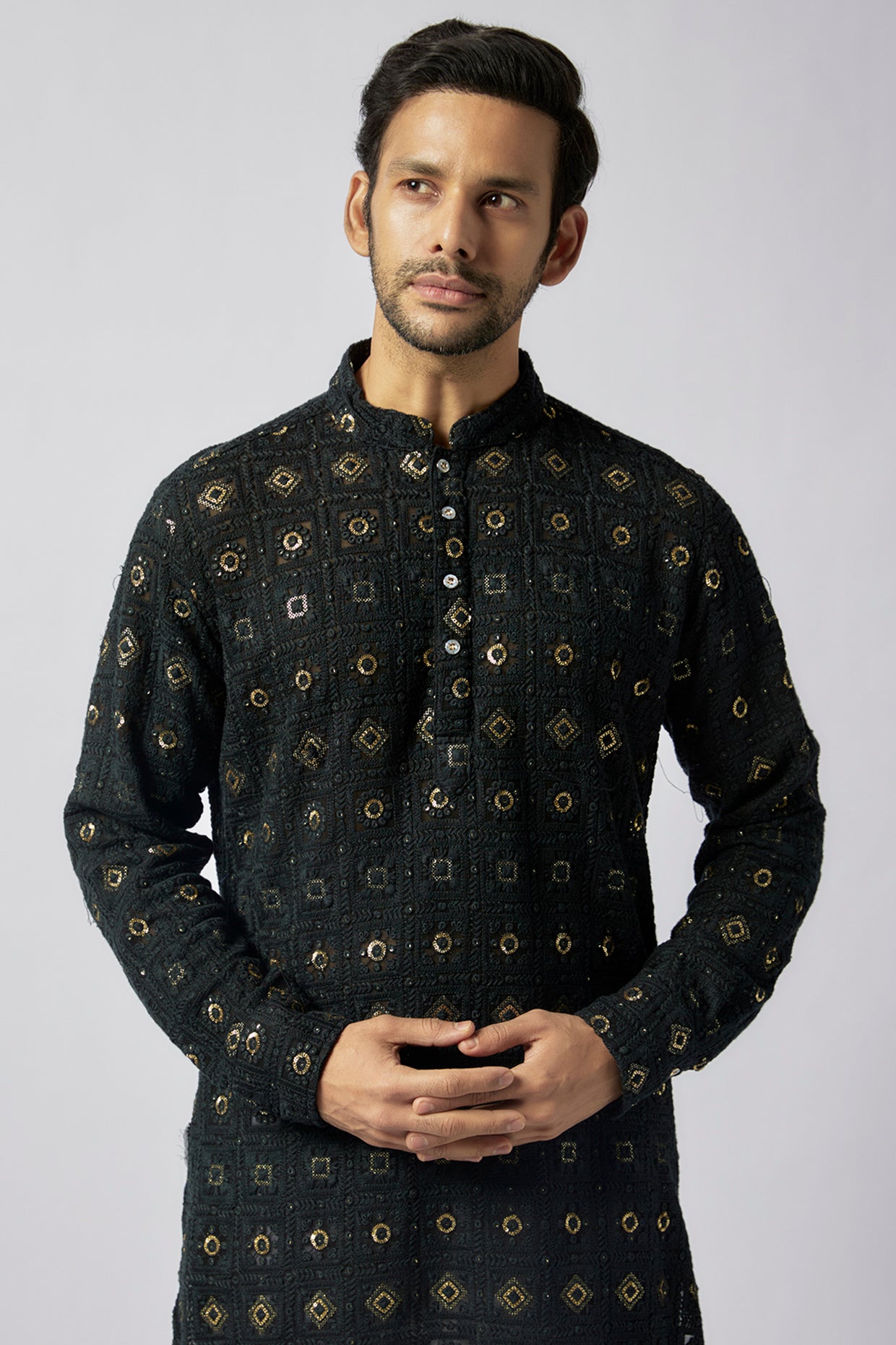 Black Lucknowi Embroidered Kurta Set