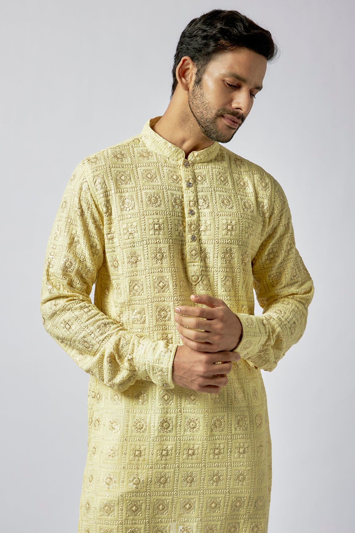 Yellow Embroidered Kurta Set