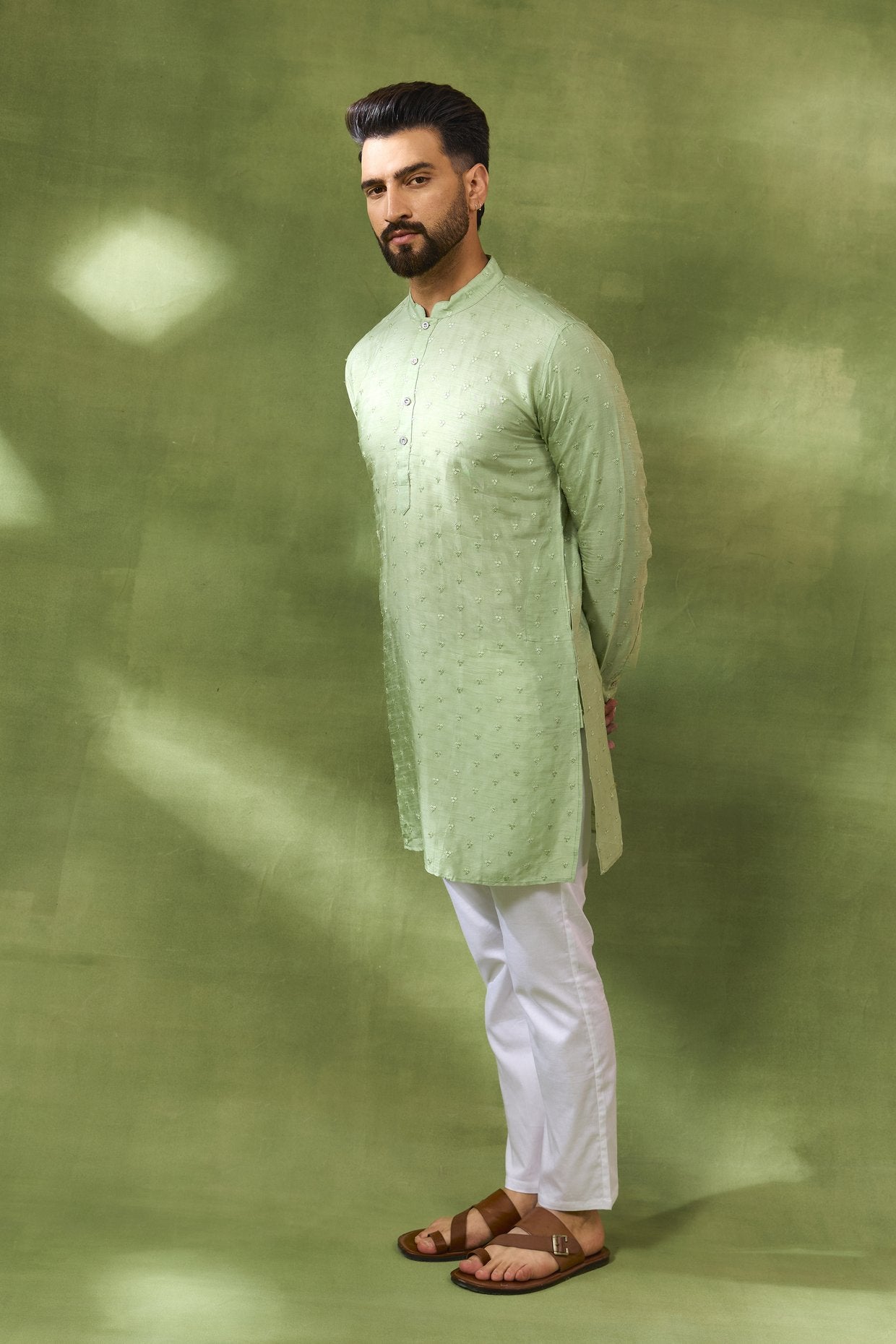Mint Green Thread Embroidered Kurta Set