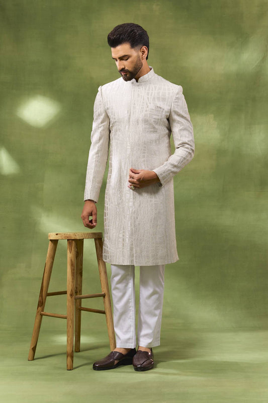 Ivory Heavy Embroidered Sherwani Set