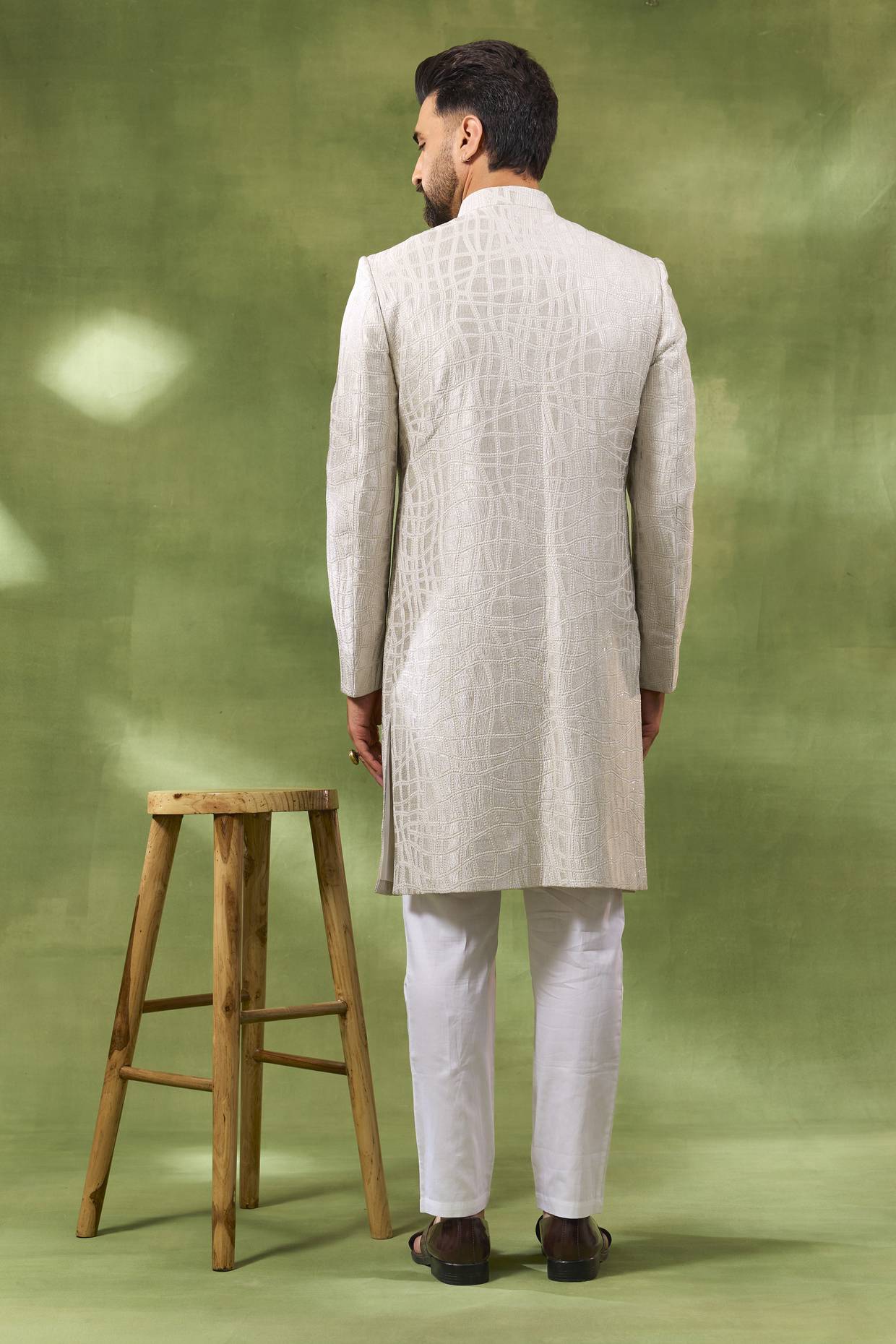 Ivory Heavy Embroidered Sherwani Set