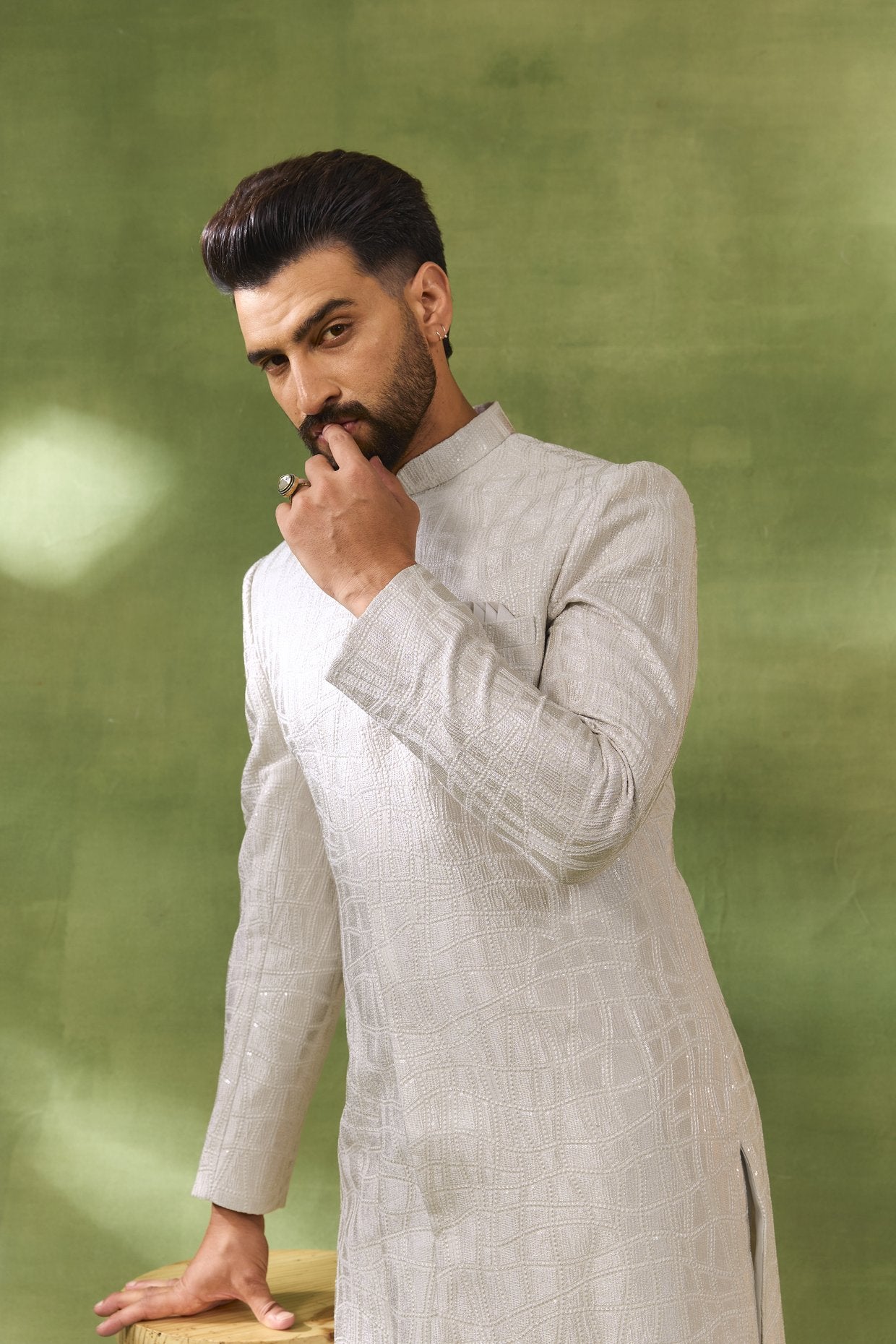 Ivory Heavy Embroidered Sherwani Set