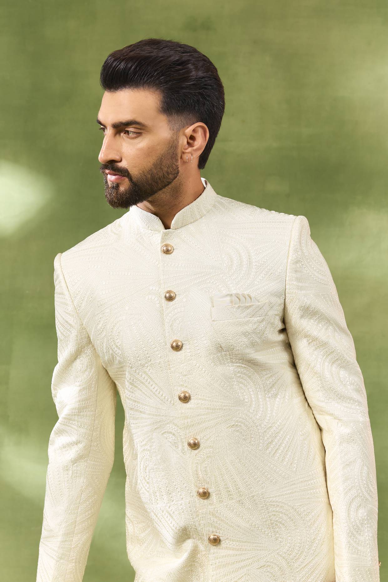 Ivory Box Embroidered Sherwani Set