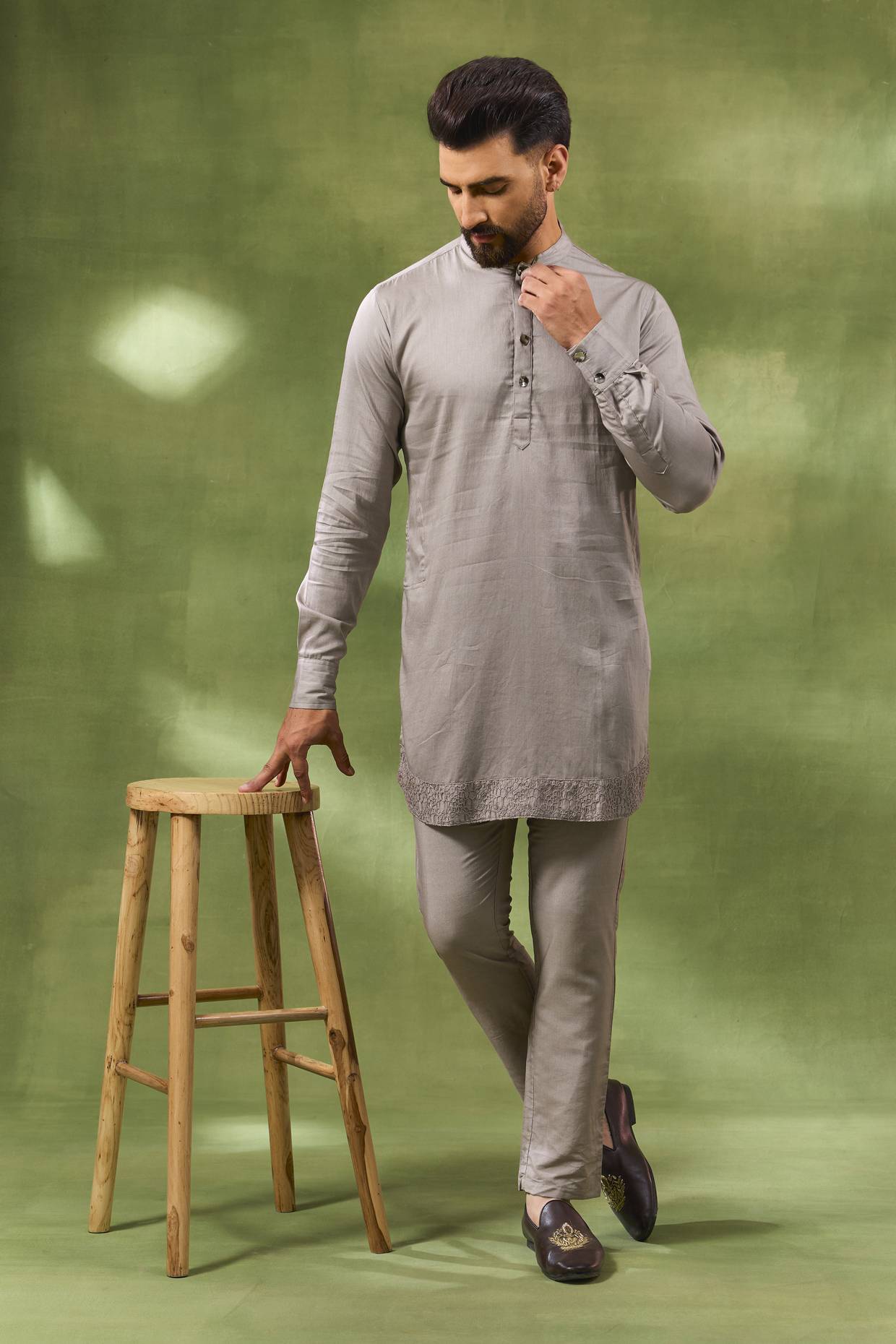 Border Embroidered Indo Western Set