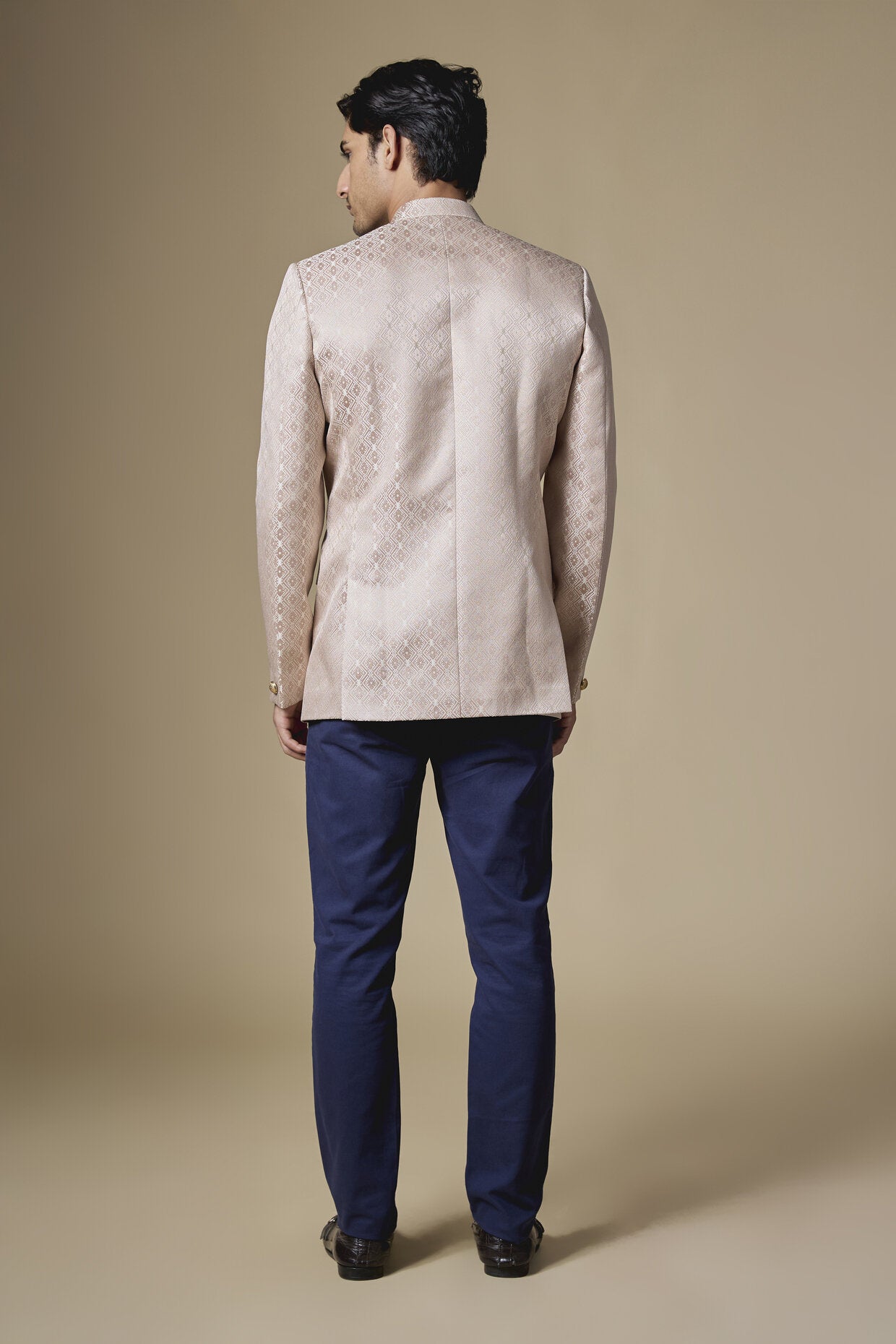 Pink Jacquard Bandhgala Jacket