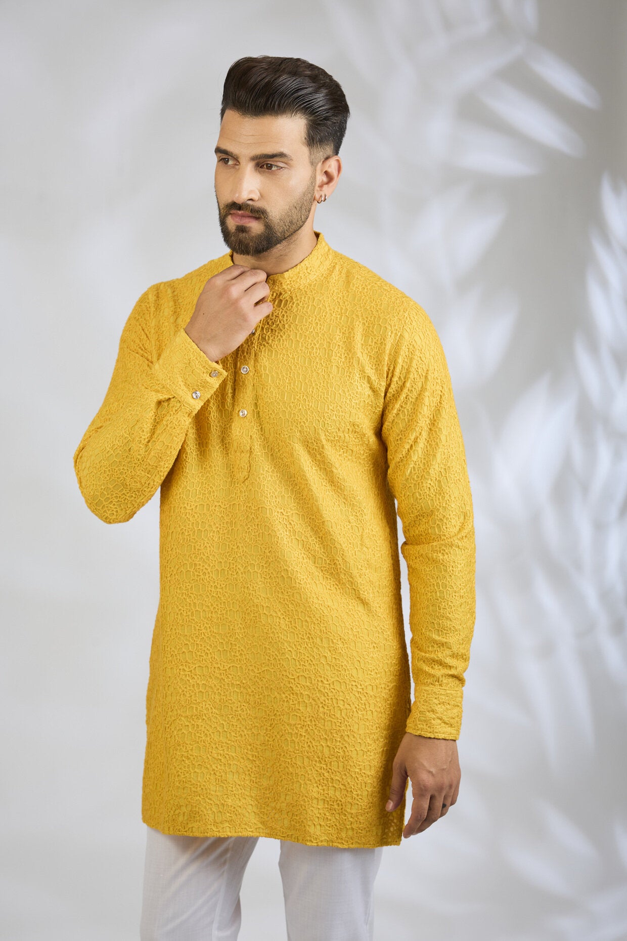 Mustard Embroidered Kurta Set