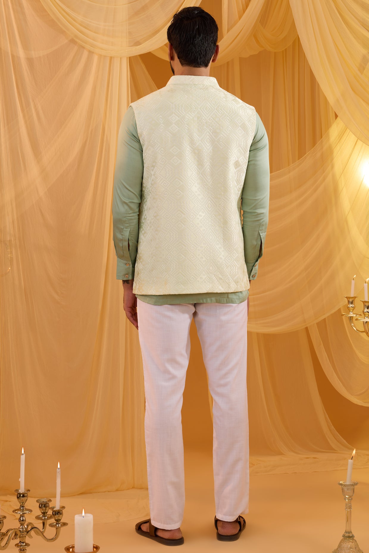 Mint Green Embroidered Indo Western Set