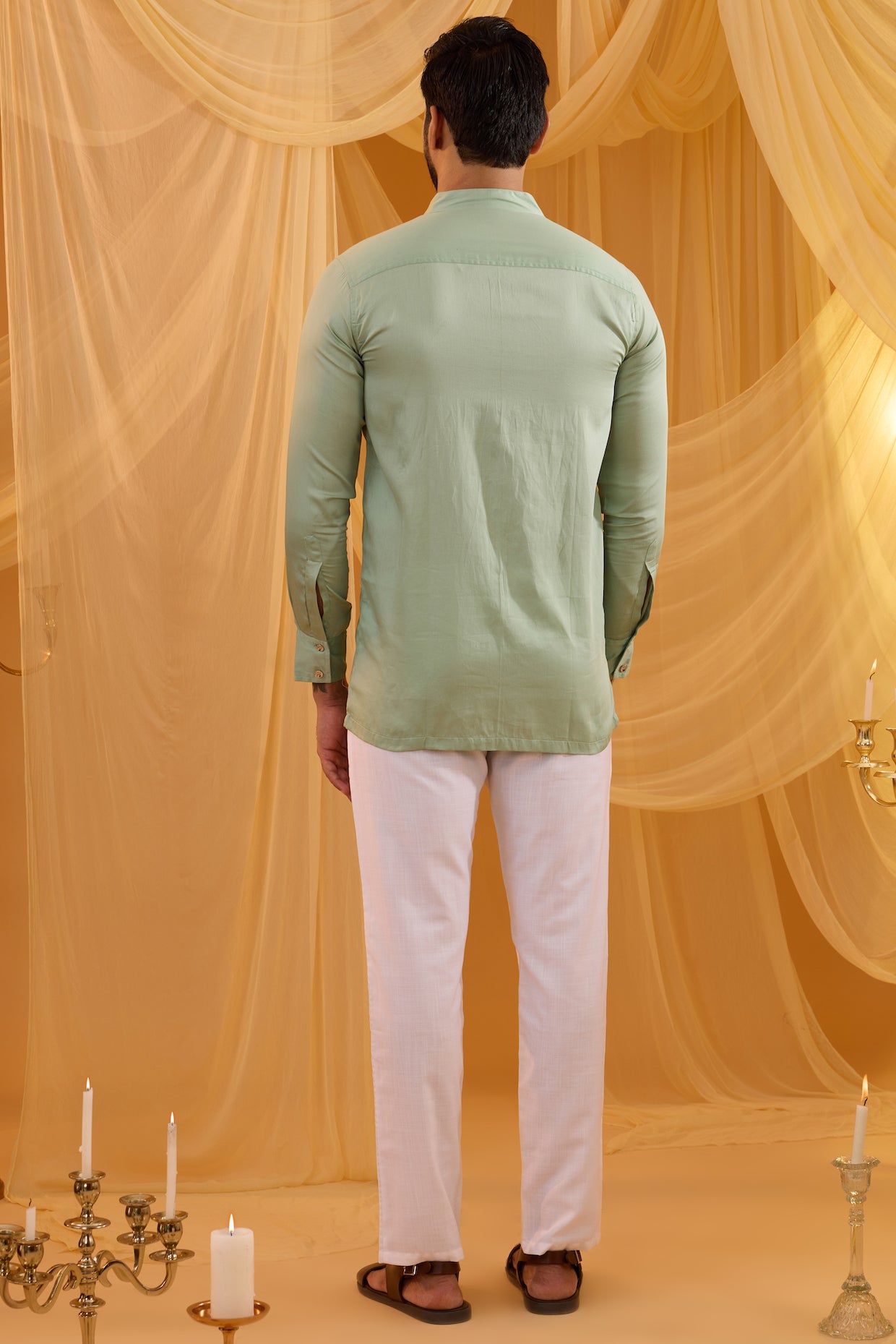 Mint Green Embroidered Indo Western Set