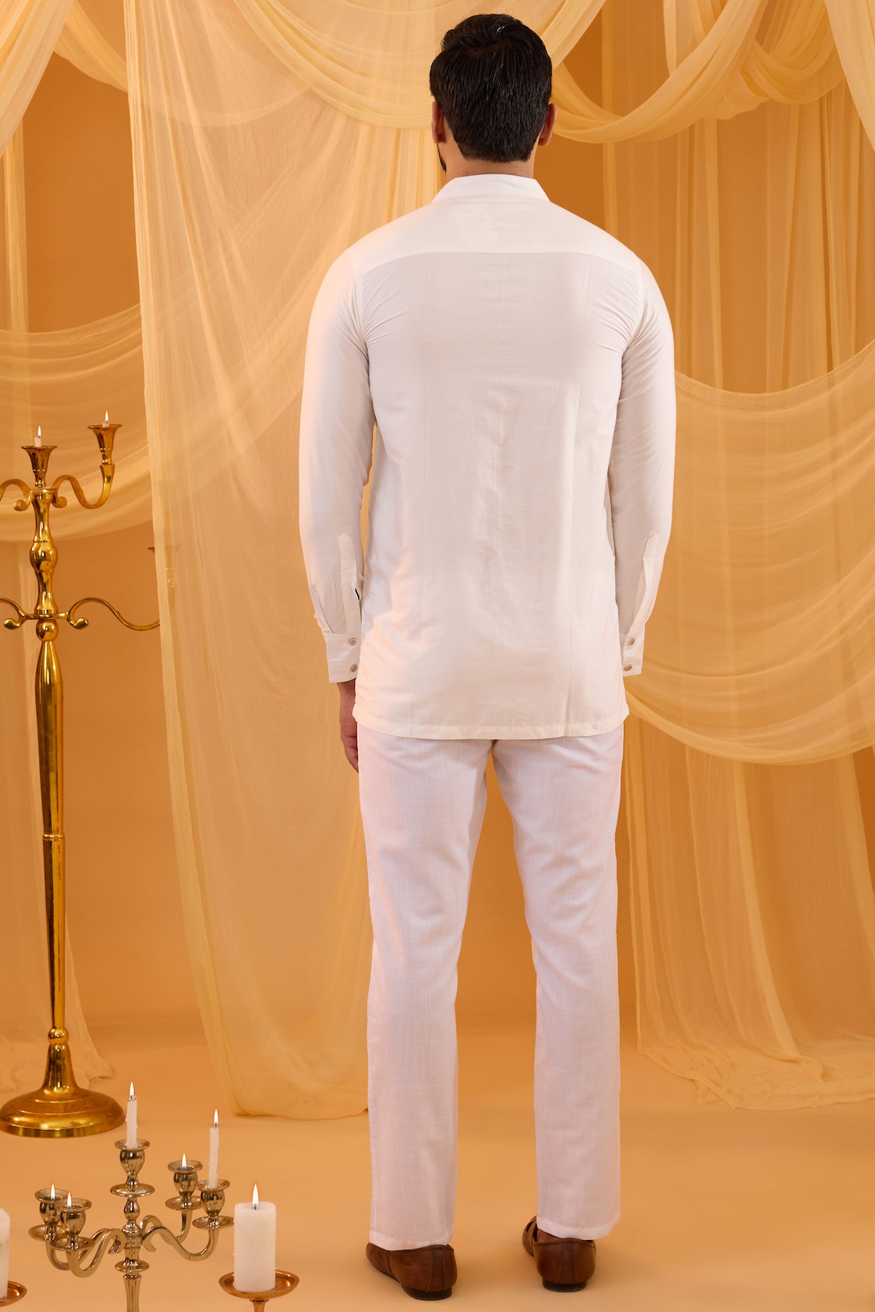 White Embroidered Indo Western Set