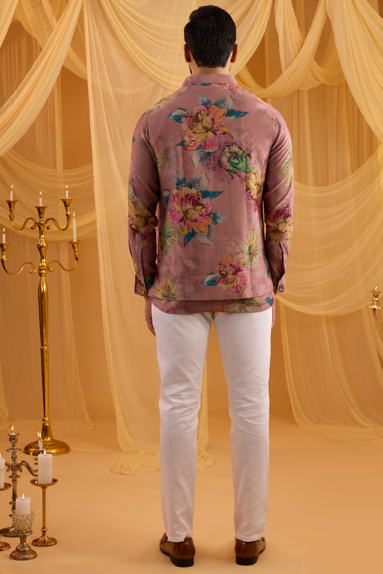 Lilac Floral Print Indo Western Set