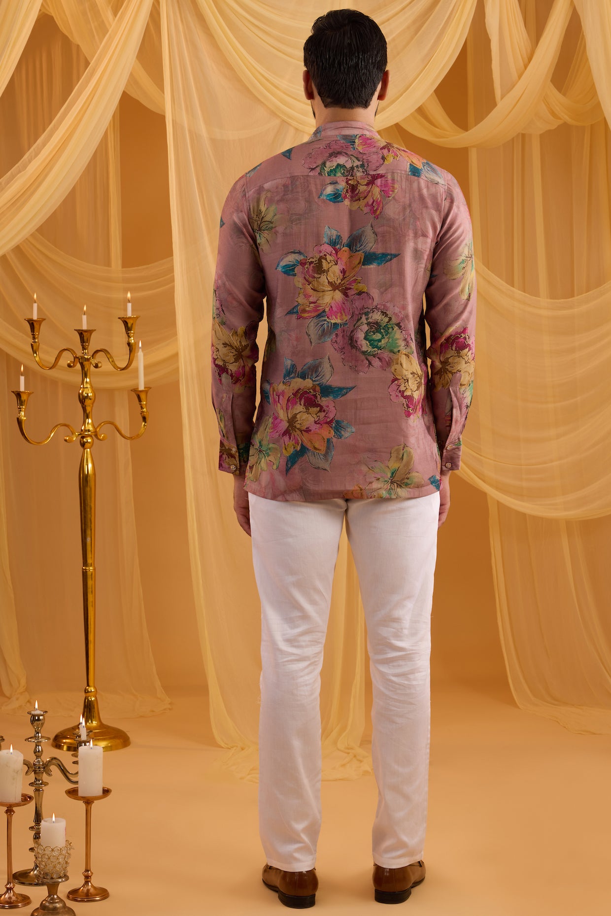 Lilac Floral Print Indo Western Set