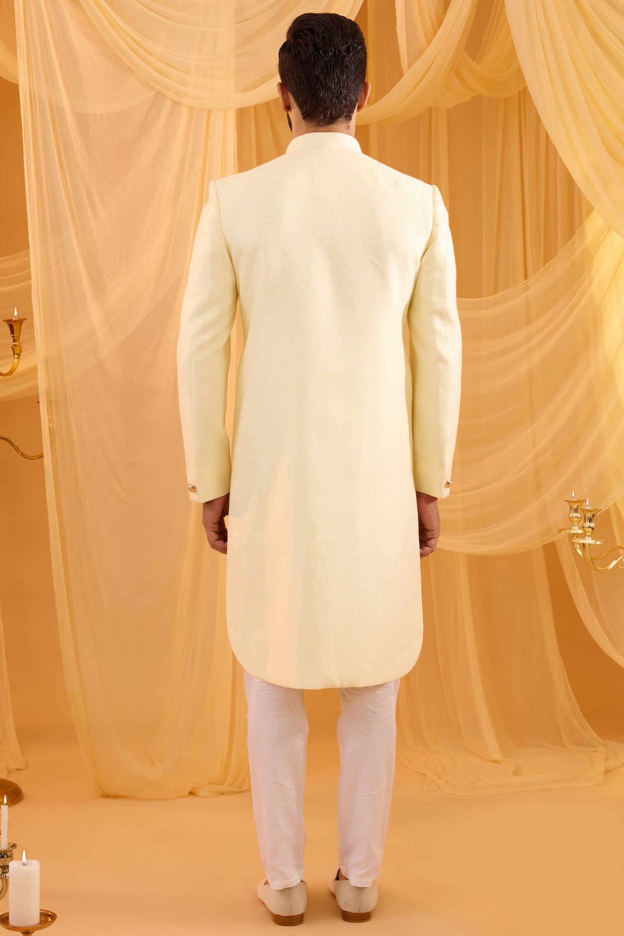 Ivory Jacquard Sherwani Set