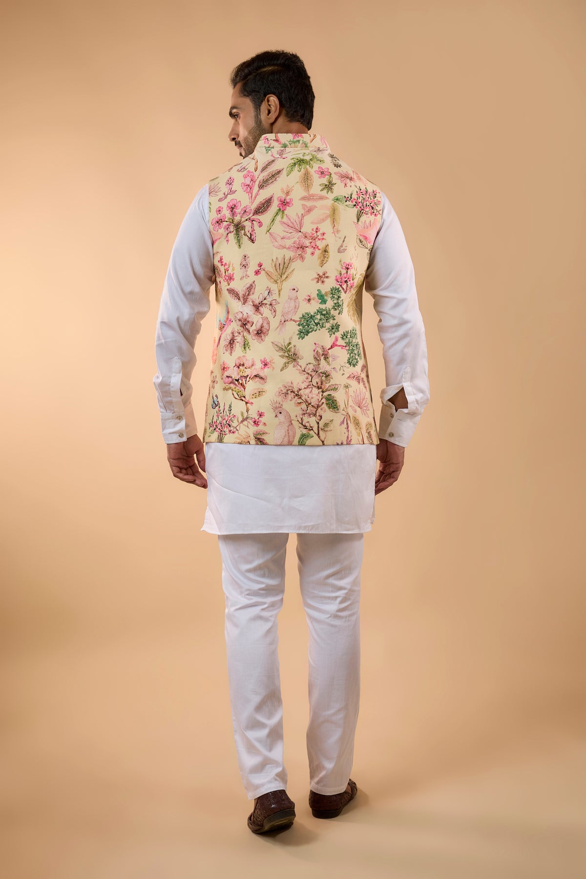 Floral Blended Silk Bundi Jacket Set