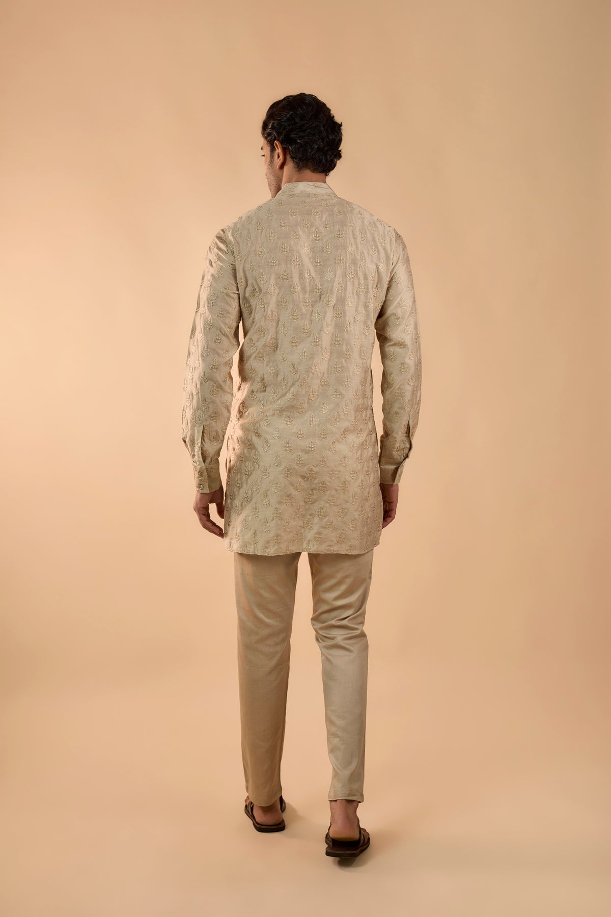 Beige Embroidered Kurta Set