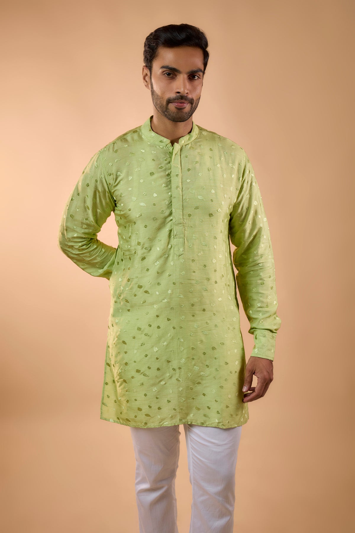 Mint Green Machine Embroidered Kurta Set