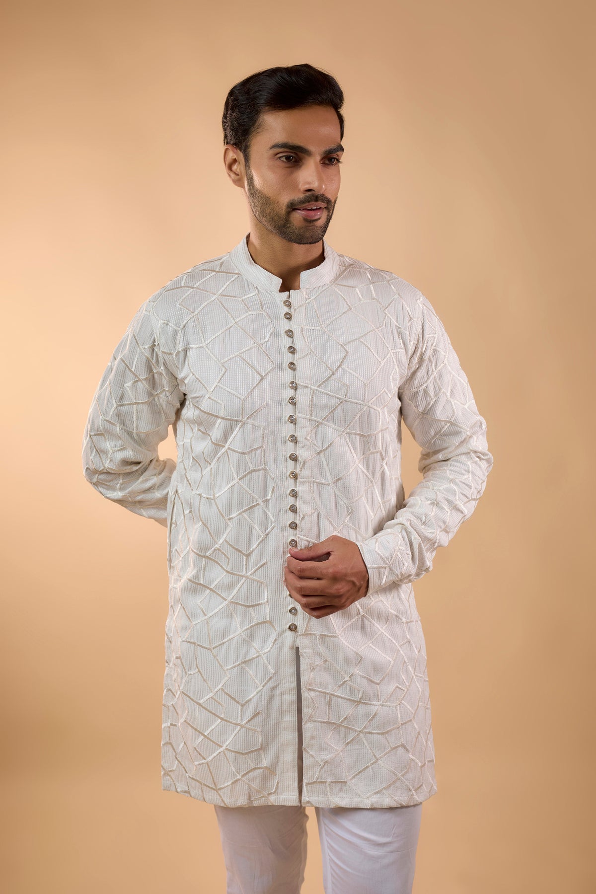 White Embroidered Short Kurta Set