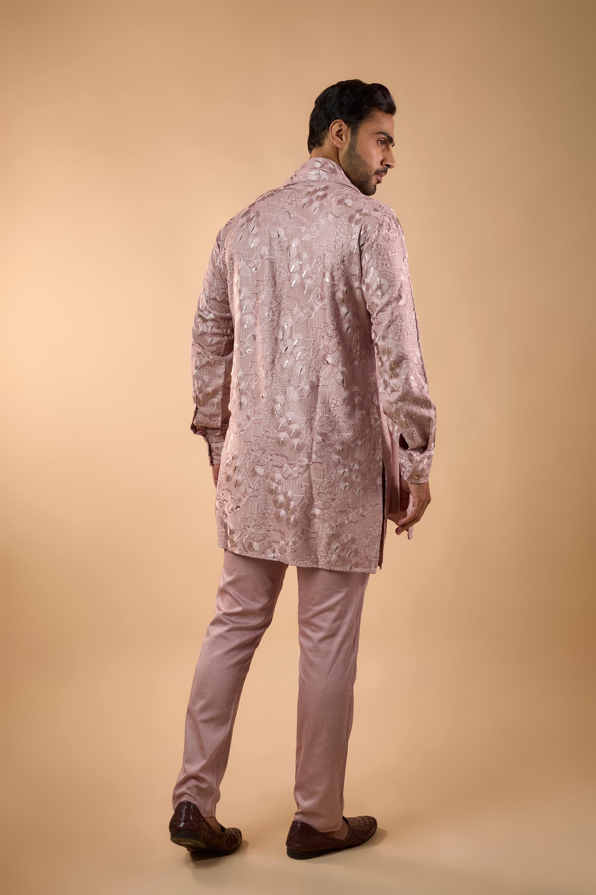 Pink Embroidered Kurta with Dupatta Set
