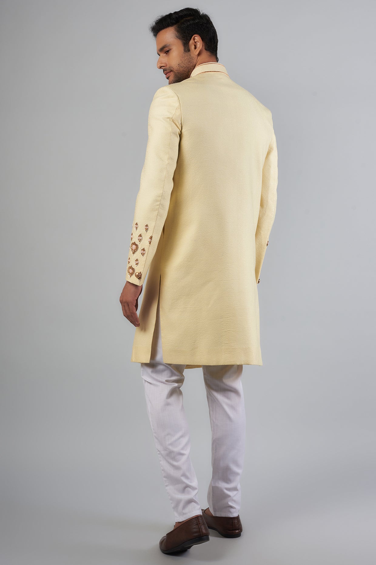 Off White Jacquard Embroidered Sherwani Set - Spring Break