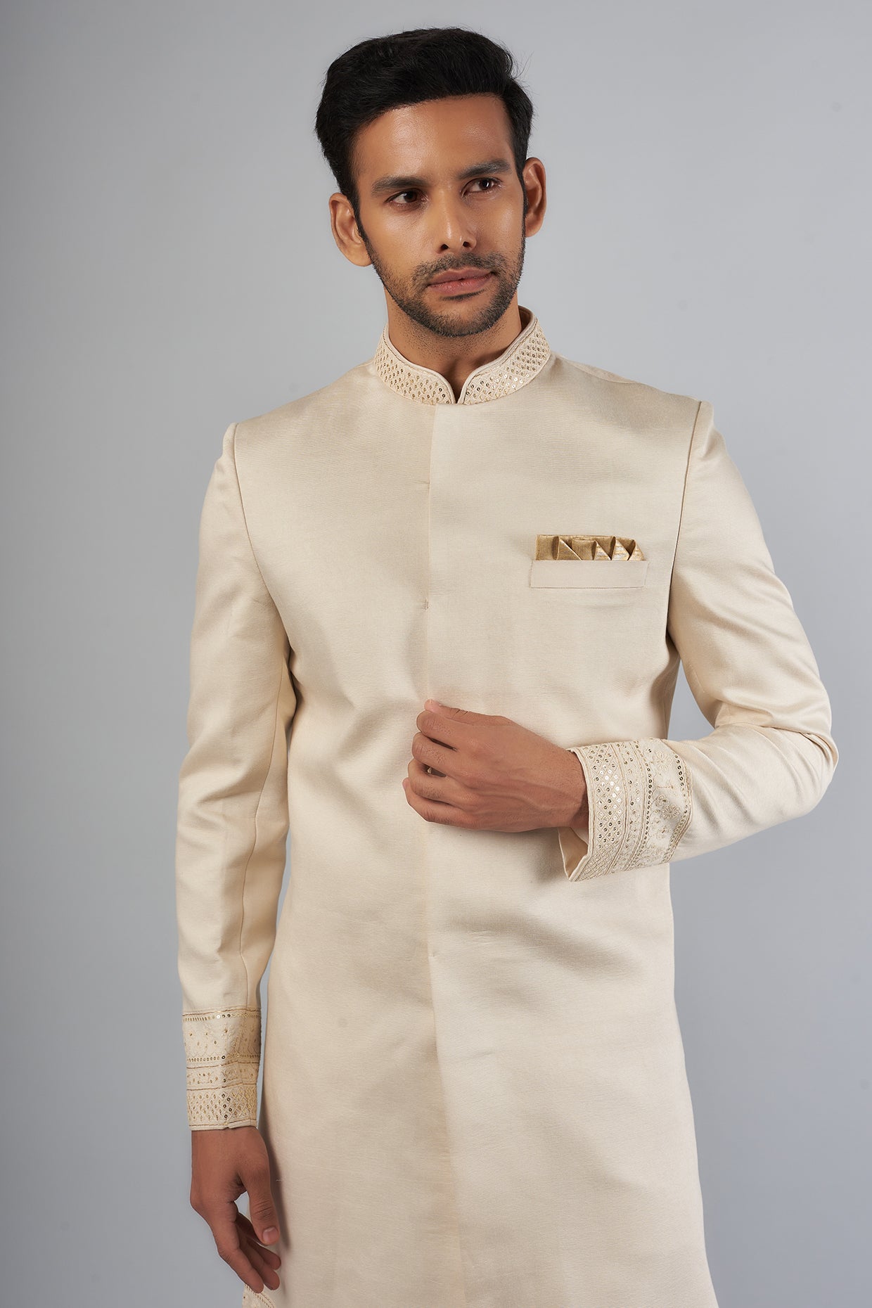 Ivory Embroidered Sherwani Set - Spring Break