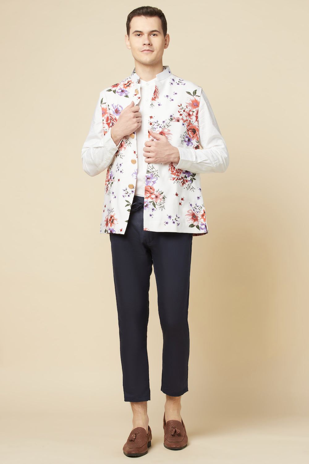 Floral Digital Print Bundi Jacket - Spring Break