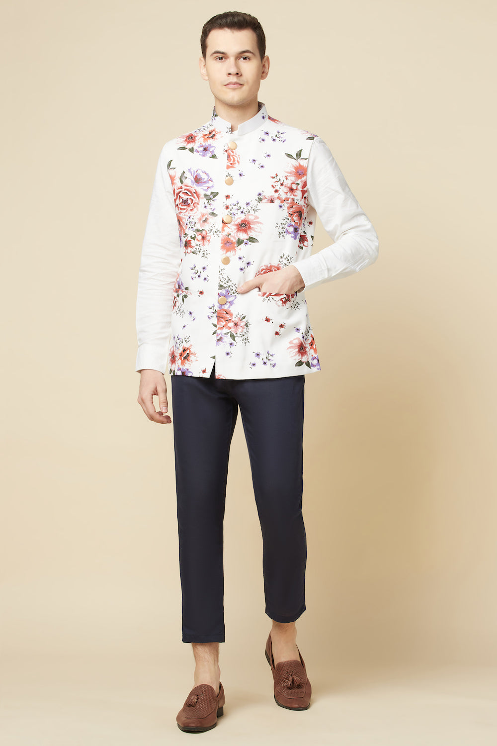 Floral Digital Print Bundi Jacket - Spring Break