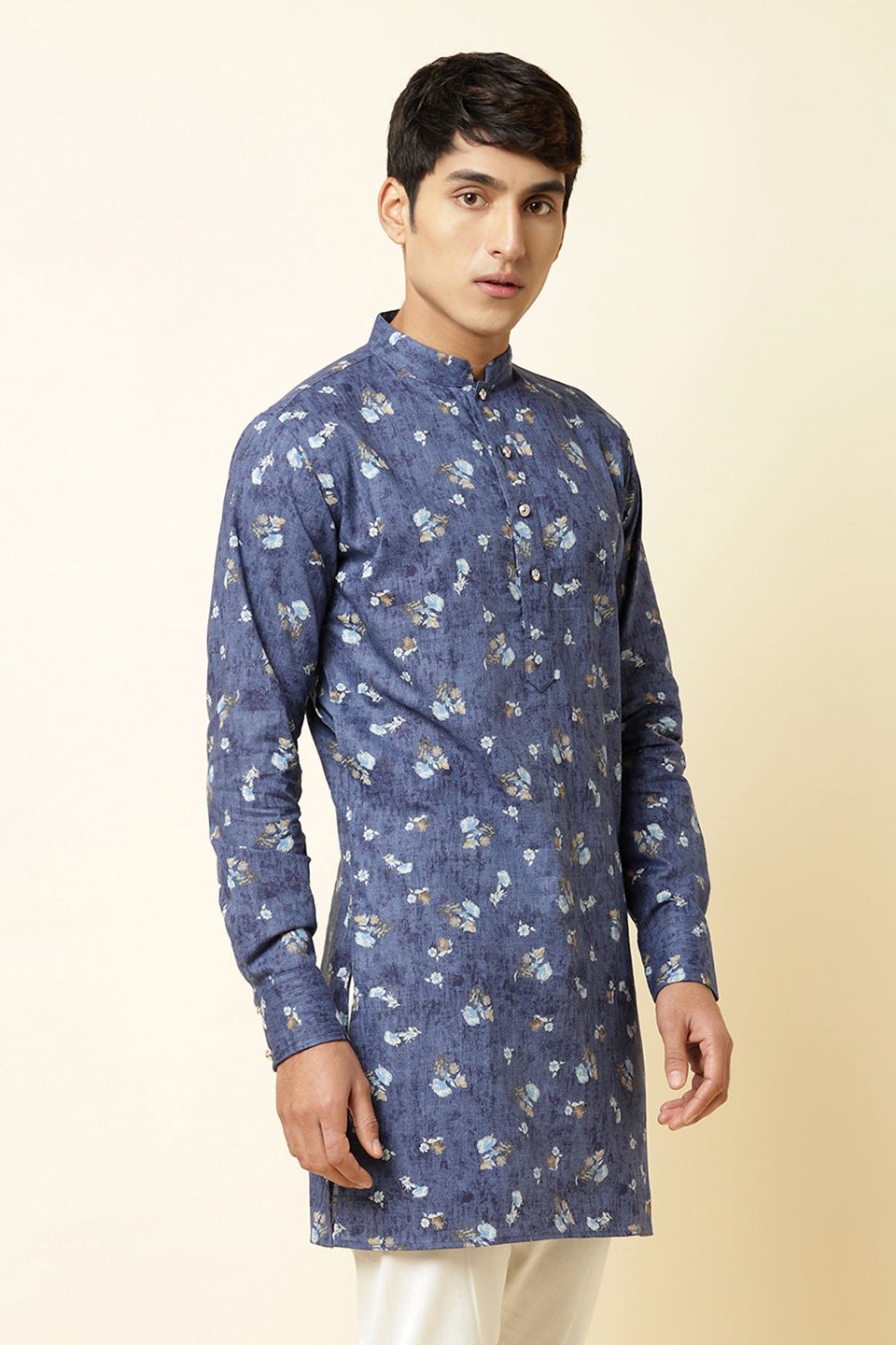 Blue Floral Print Kurta - Spring Break