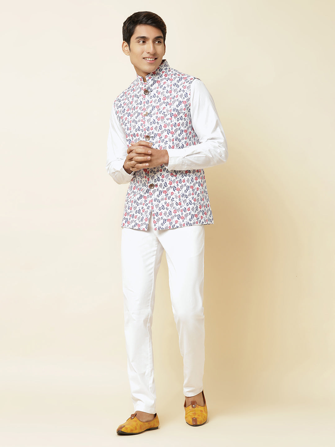 White Floral Print Bundi Jacket - Spring Break