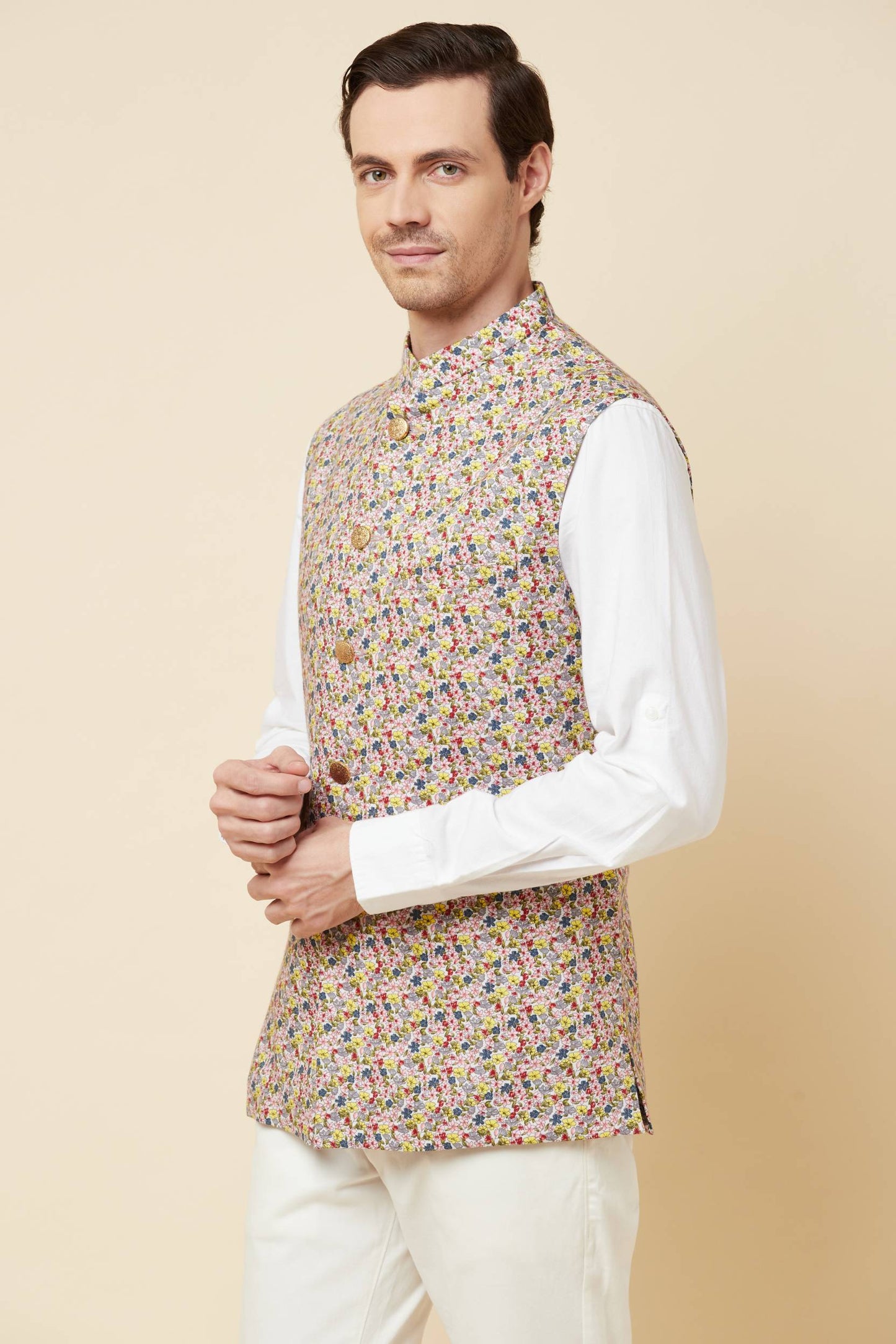 Floral Micro Print Bundi Jacket - Spring Break