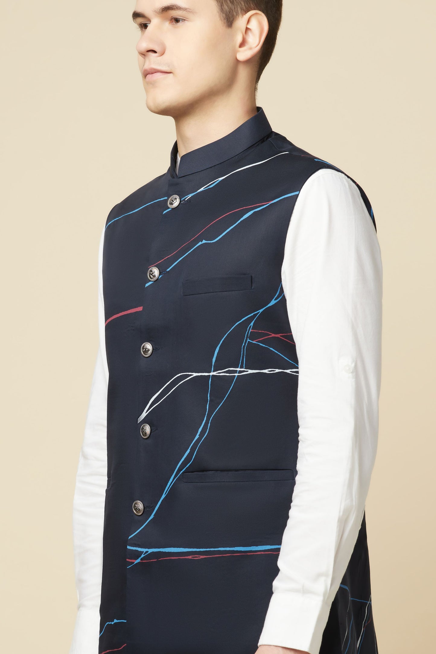 Digital Print Bundi Jacket - Spring Break