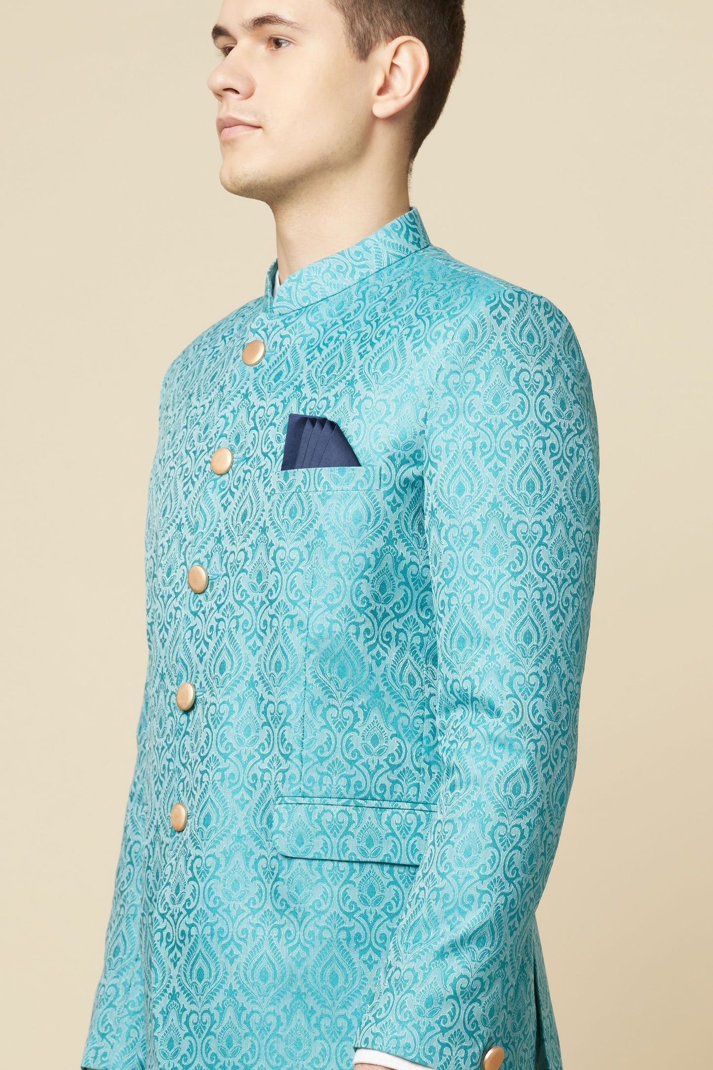 Green Brocade Jodhpuri Jacket - Spring Break
