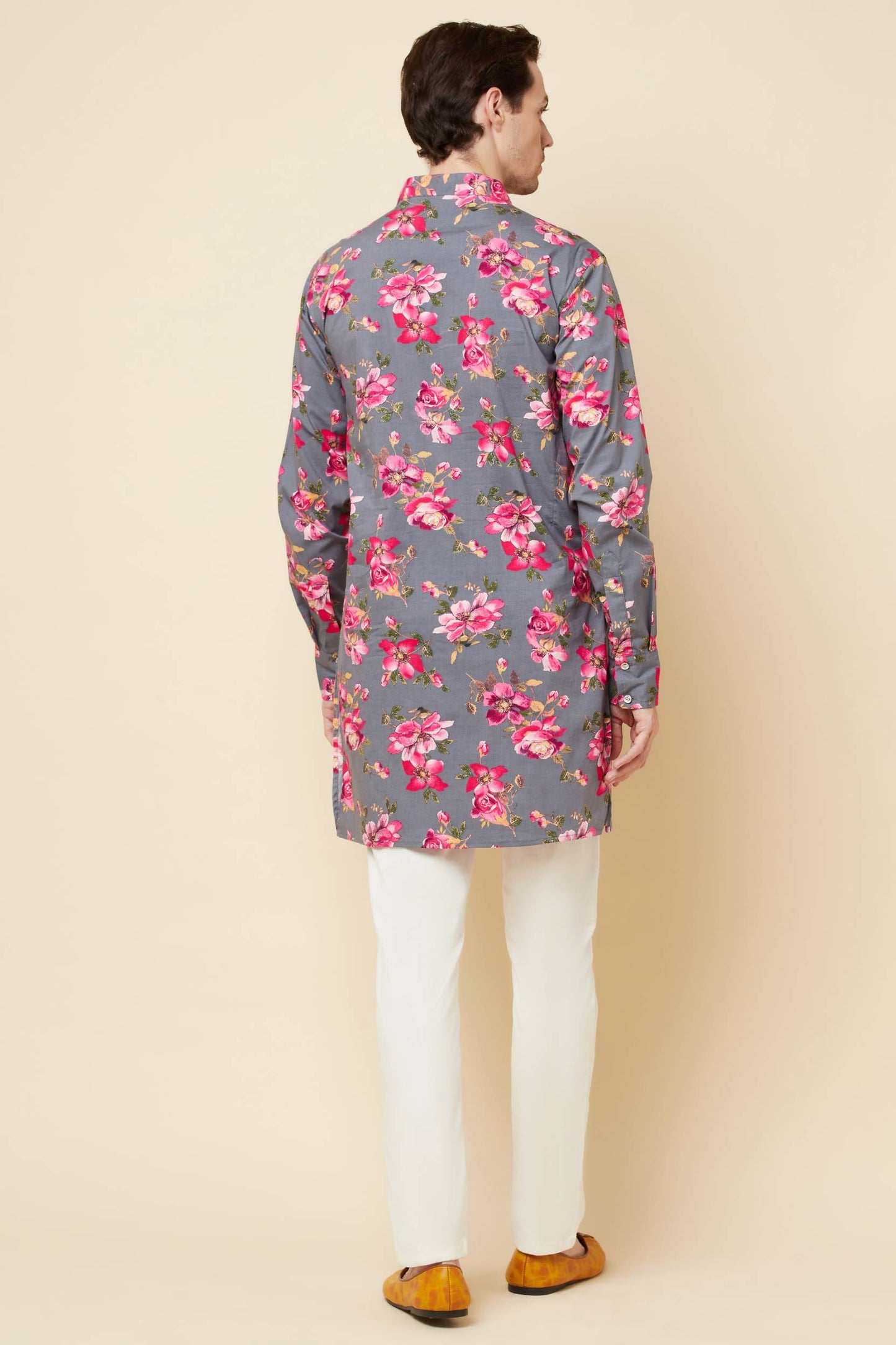 Grey Floral Print Kurta Set - Spring Break