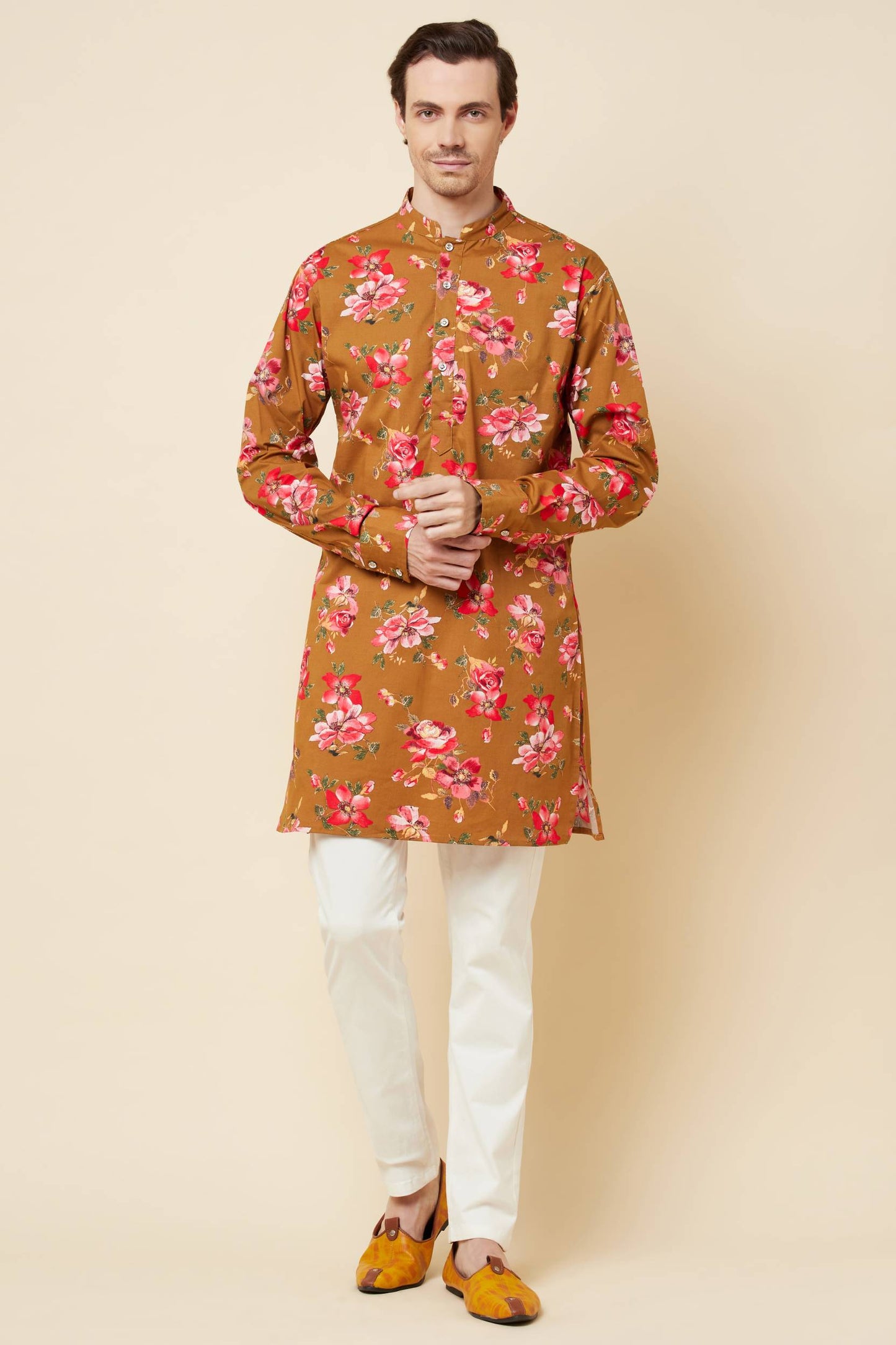 Mustard Floral Print Kurta Set - Spring Break
