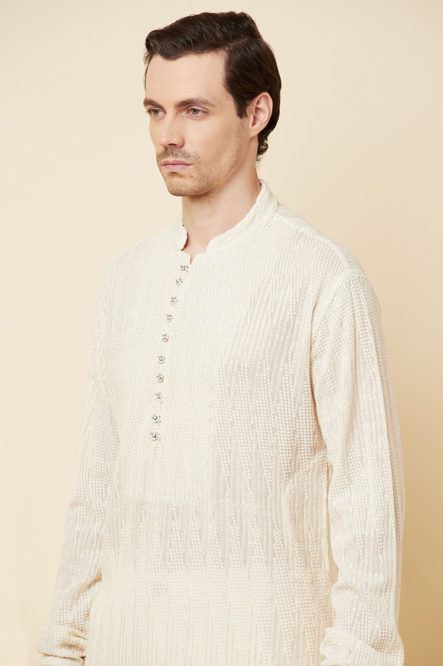 White Stripe Embroidered Kurta Set - Spring Break