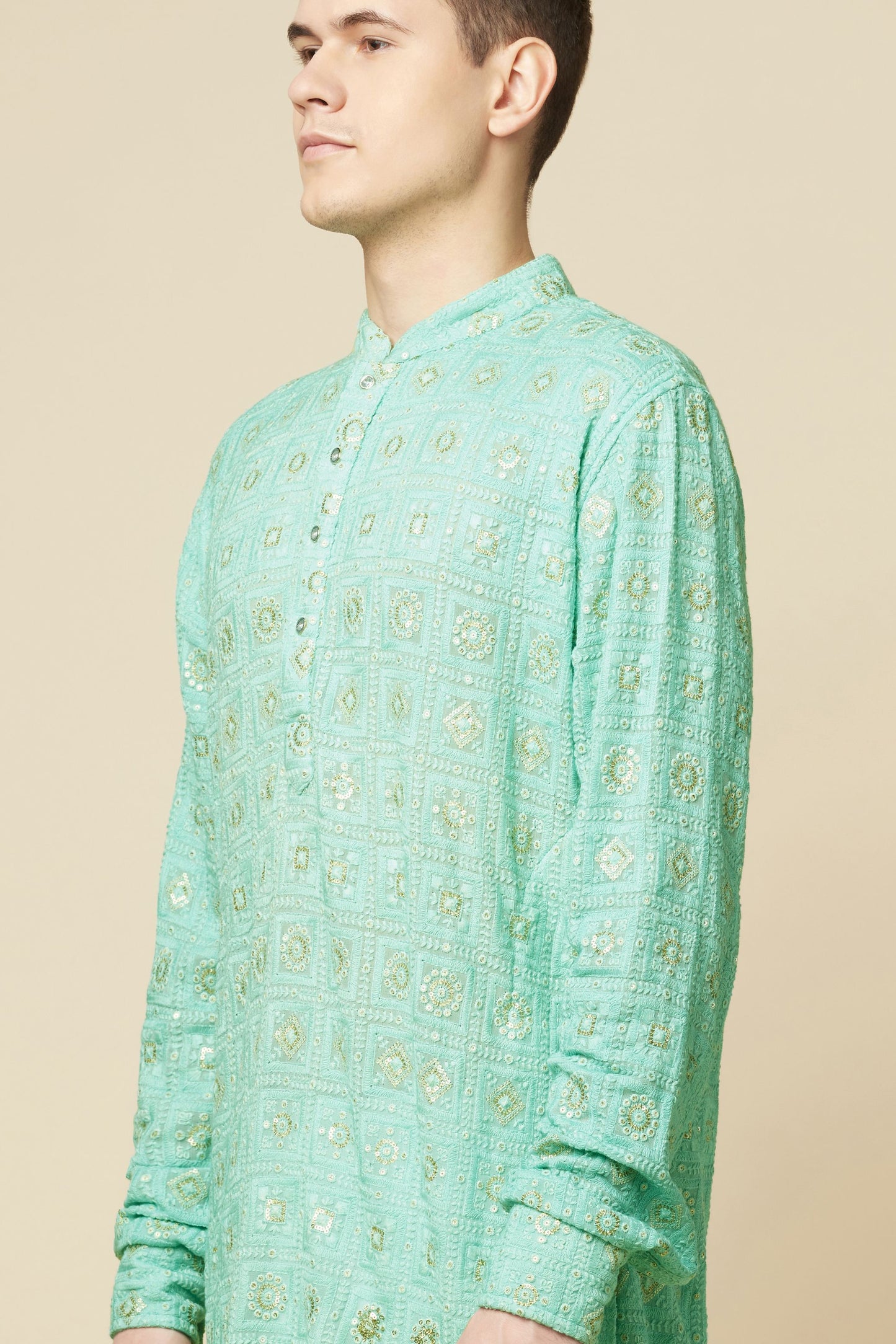 Green Lucknowi Embroidered Kurta Set - Spring Break