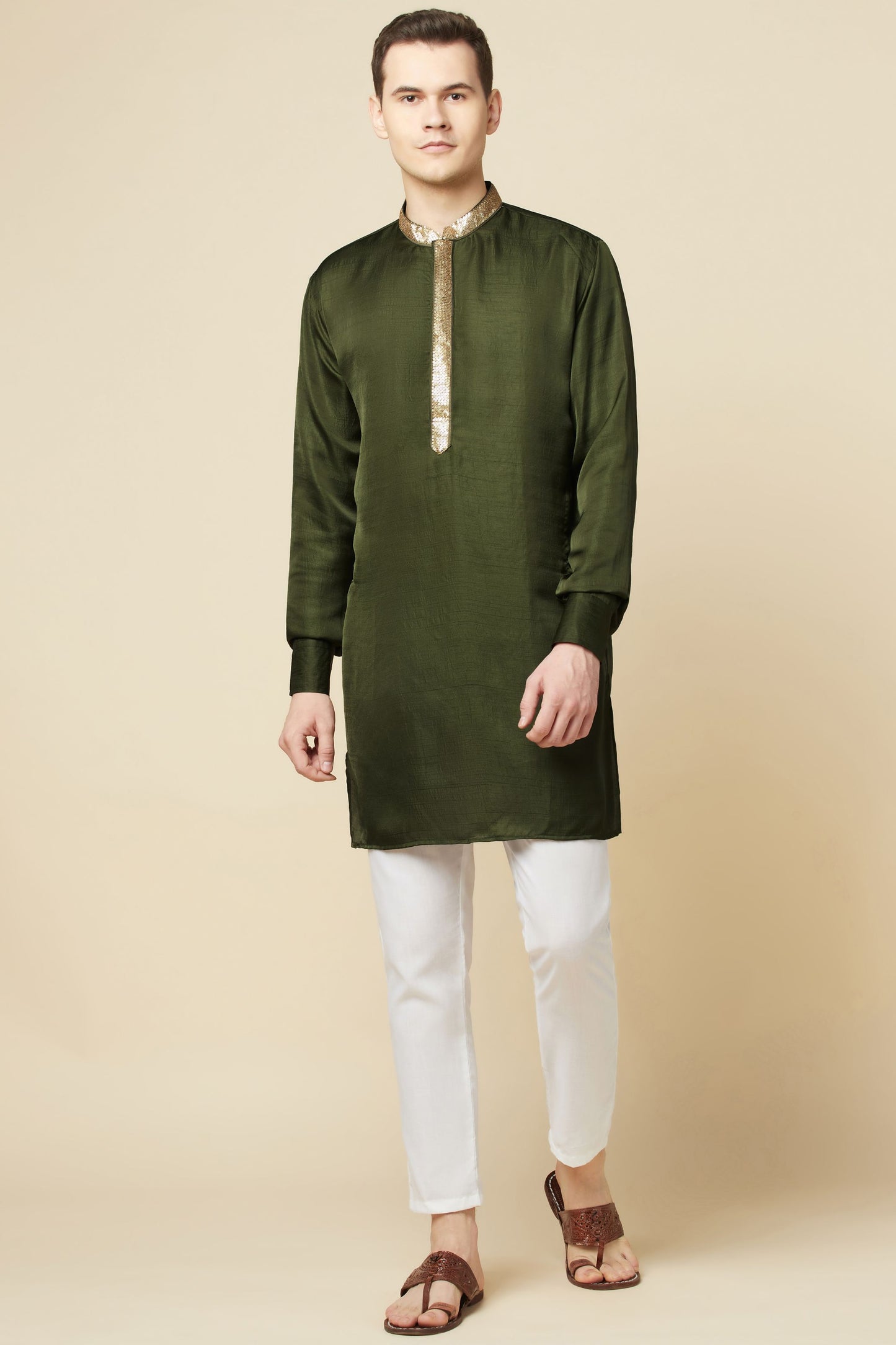 Dark Green Embroidered Kurta - Spring Break