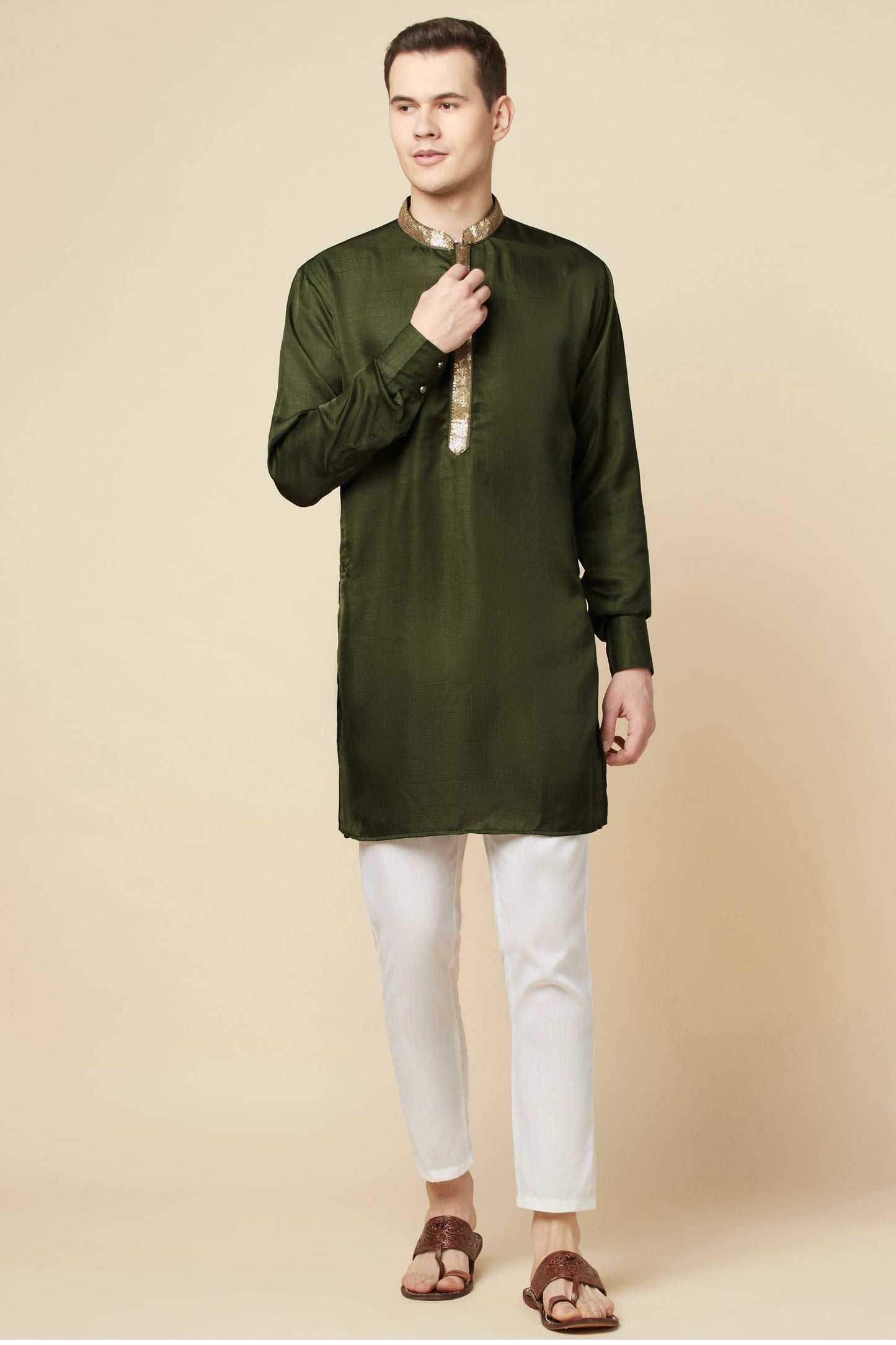 Dark Green Embroidered Kurta - Spring Break