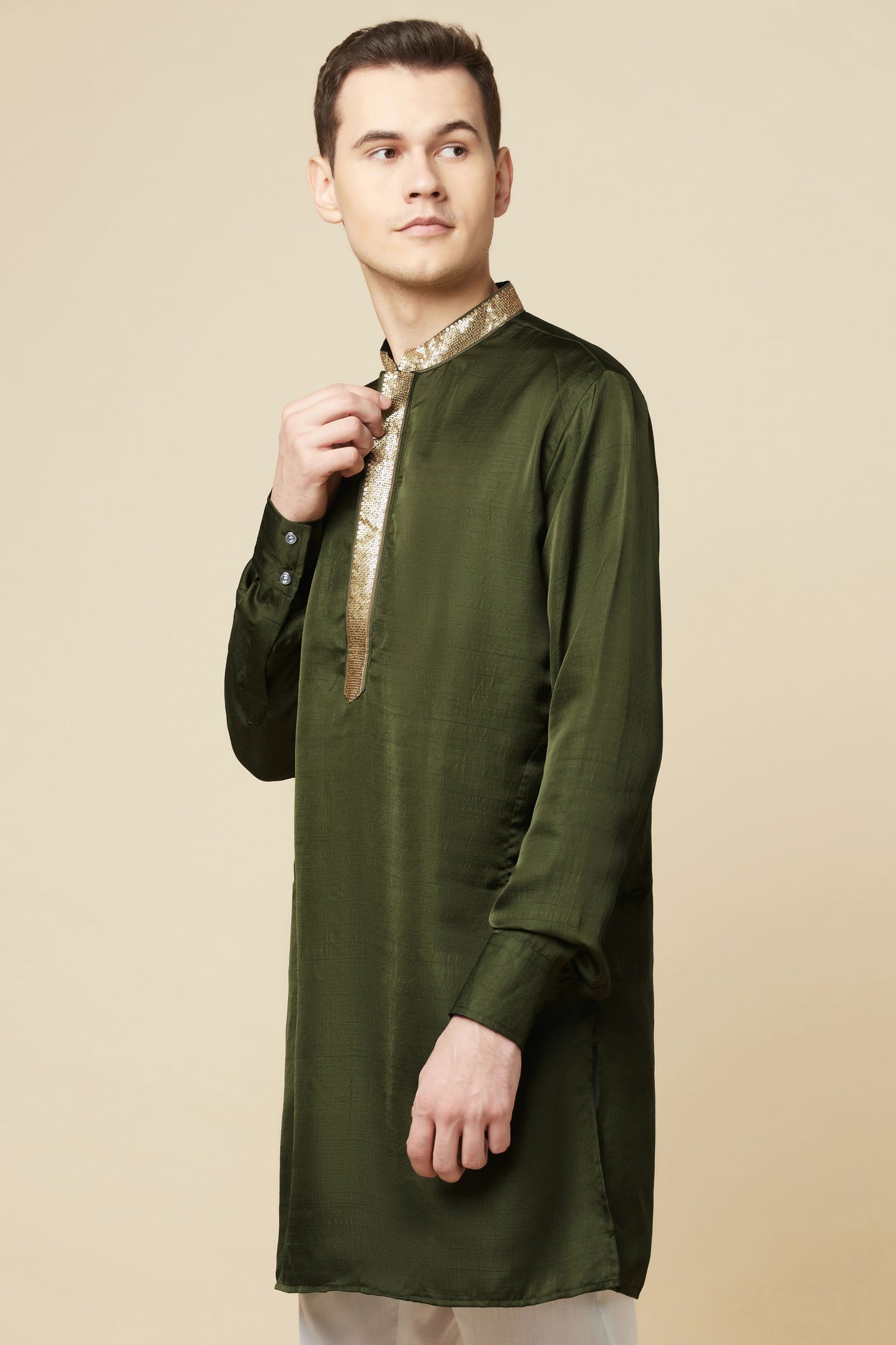 Dark Green Embroidered Kurta - Spring Break